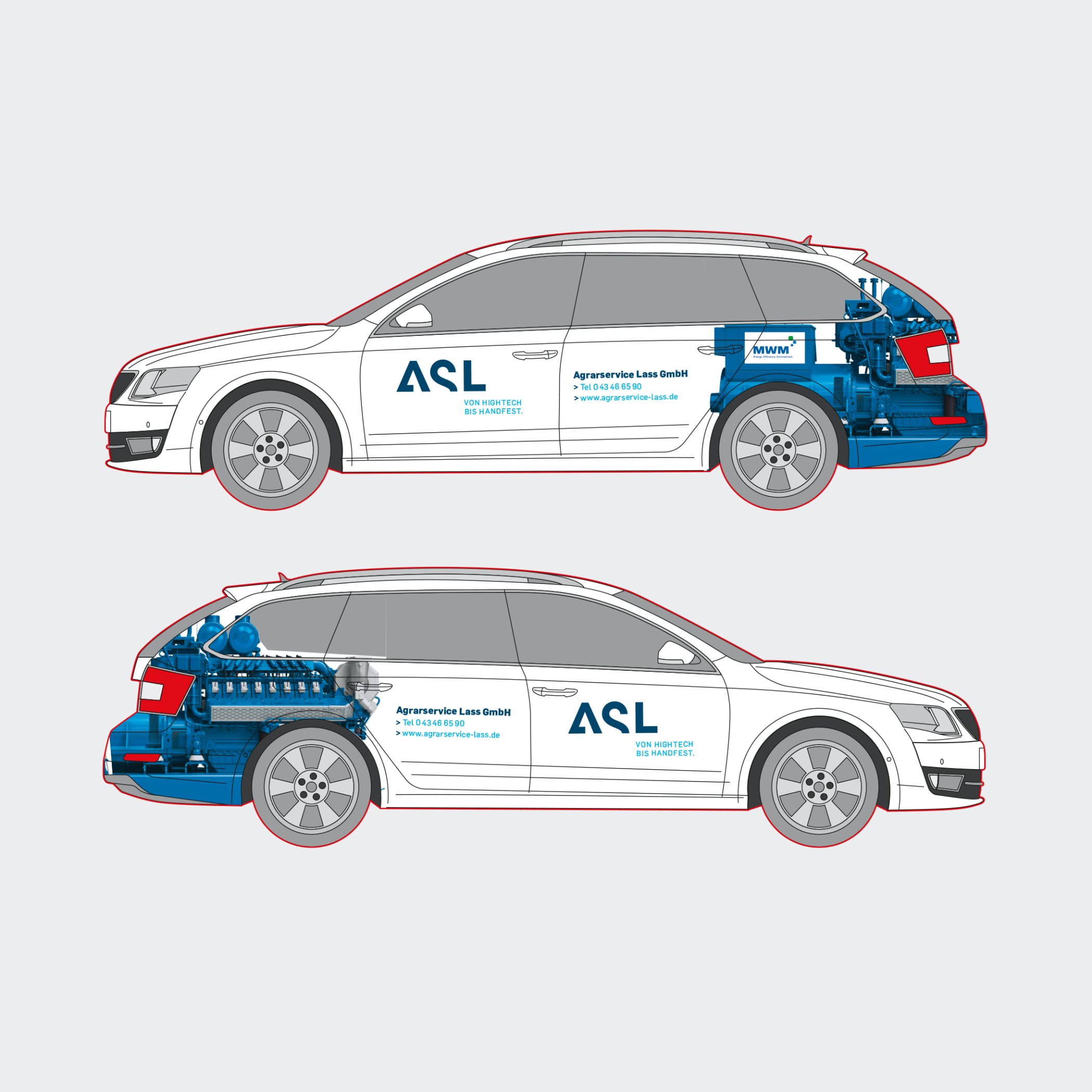 hochzwei_asl_teaser_07.jpg Visualisierung eines PKW mit blauer ASL-Firmenbeschriftung von beiden Seiten