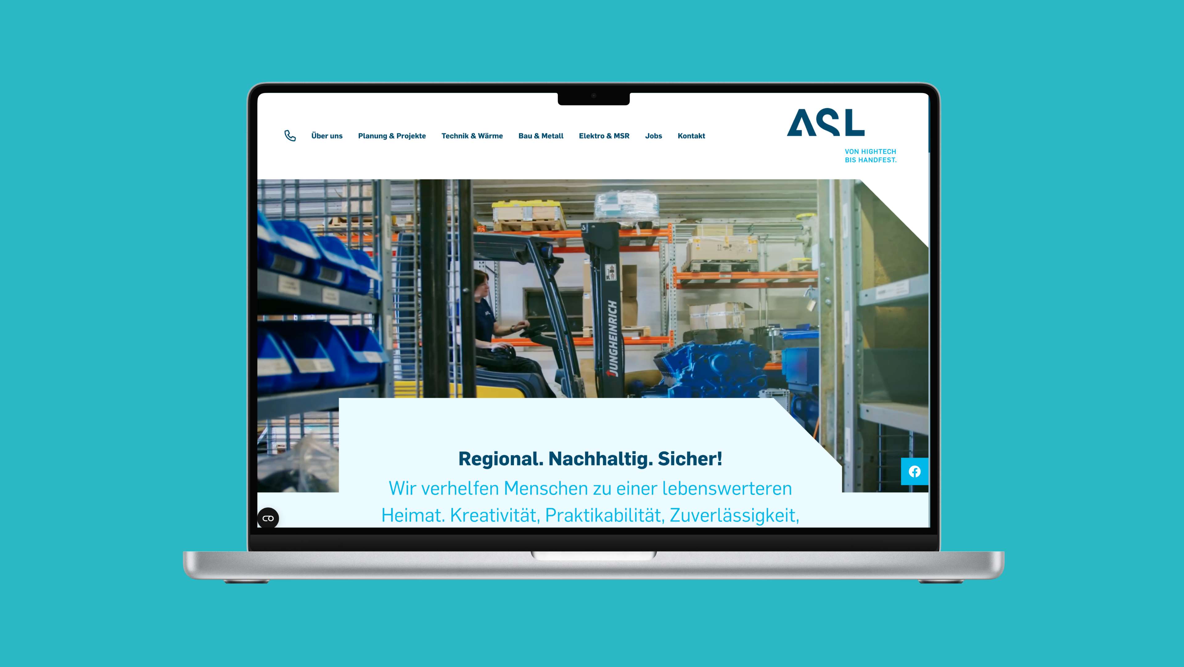 Ein Laptop mit der ASL Website