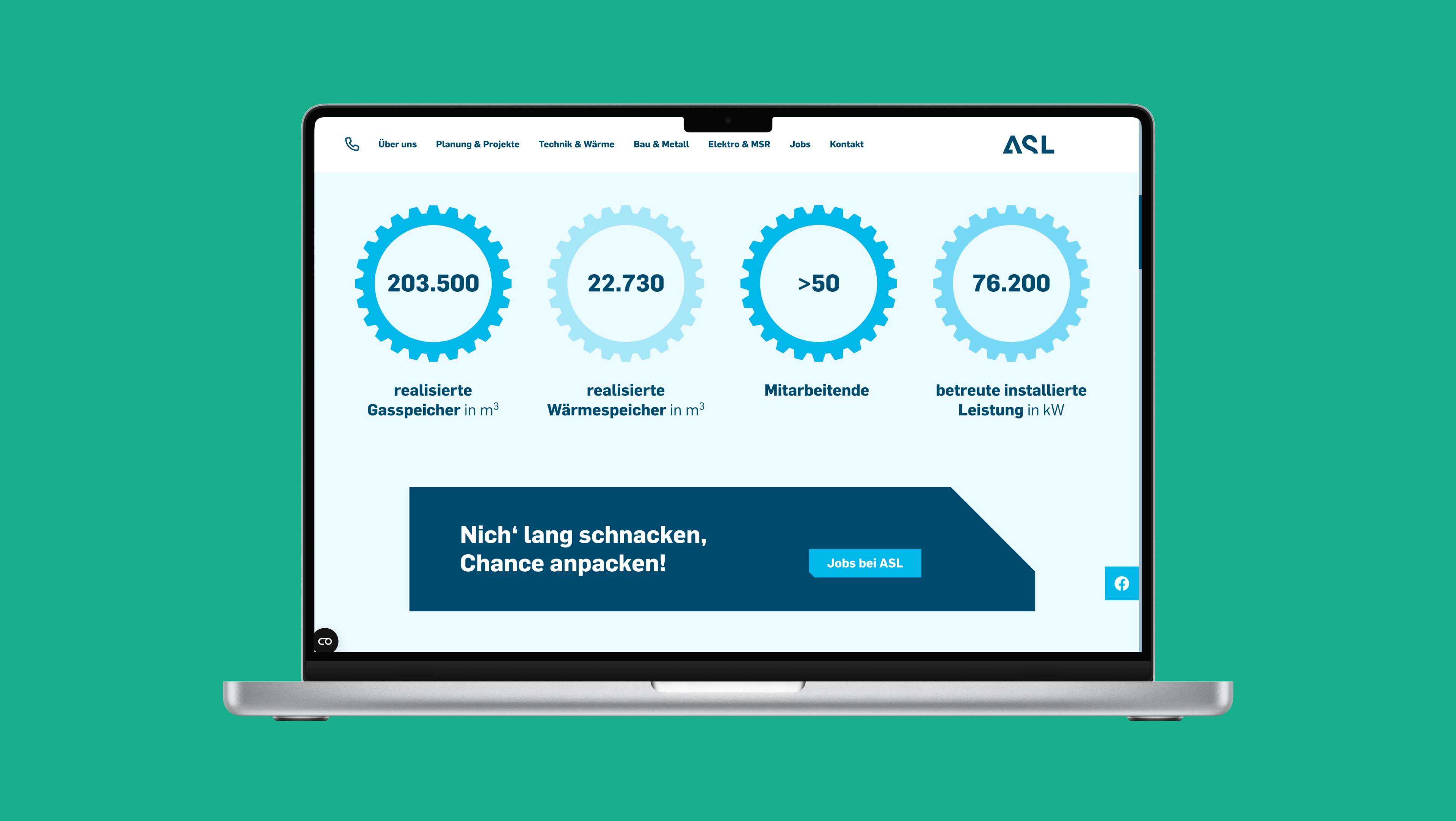 Ein Laptop mit der ASL Website