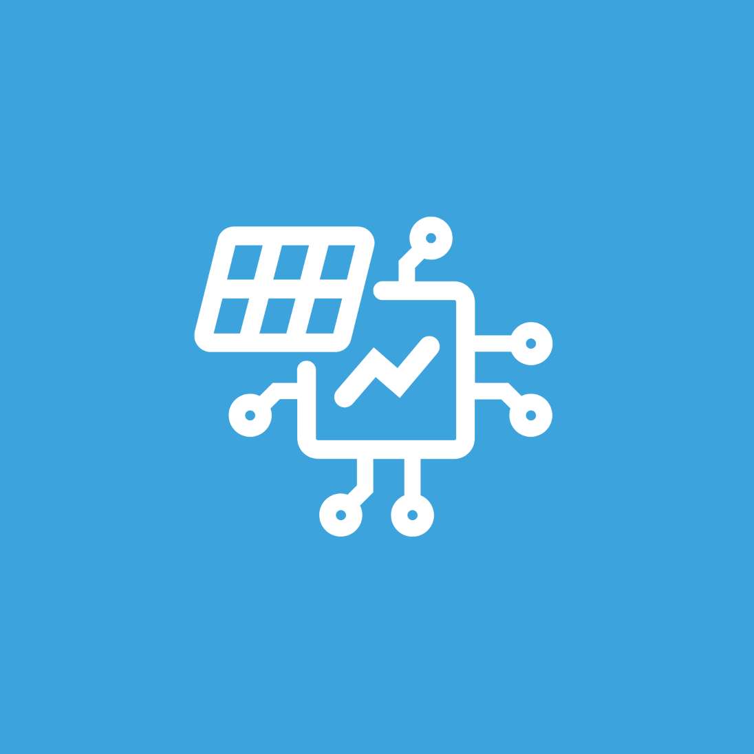 Grafik einer Solarzelle auf hellblauem Hintergrund