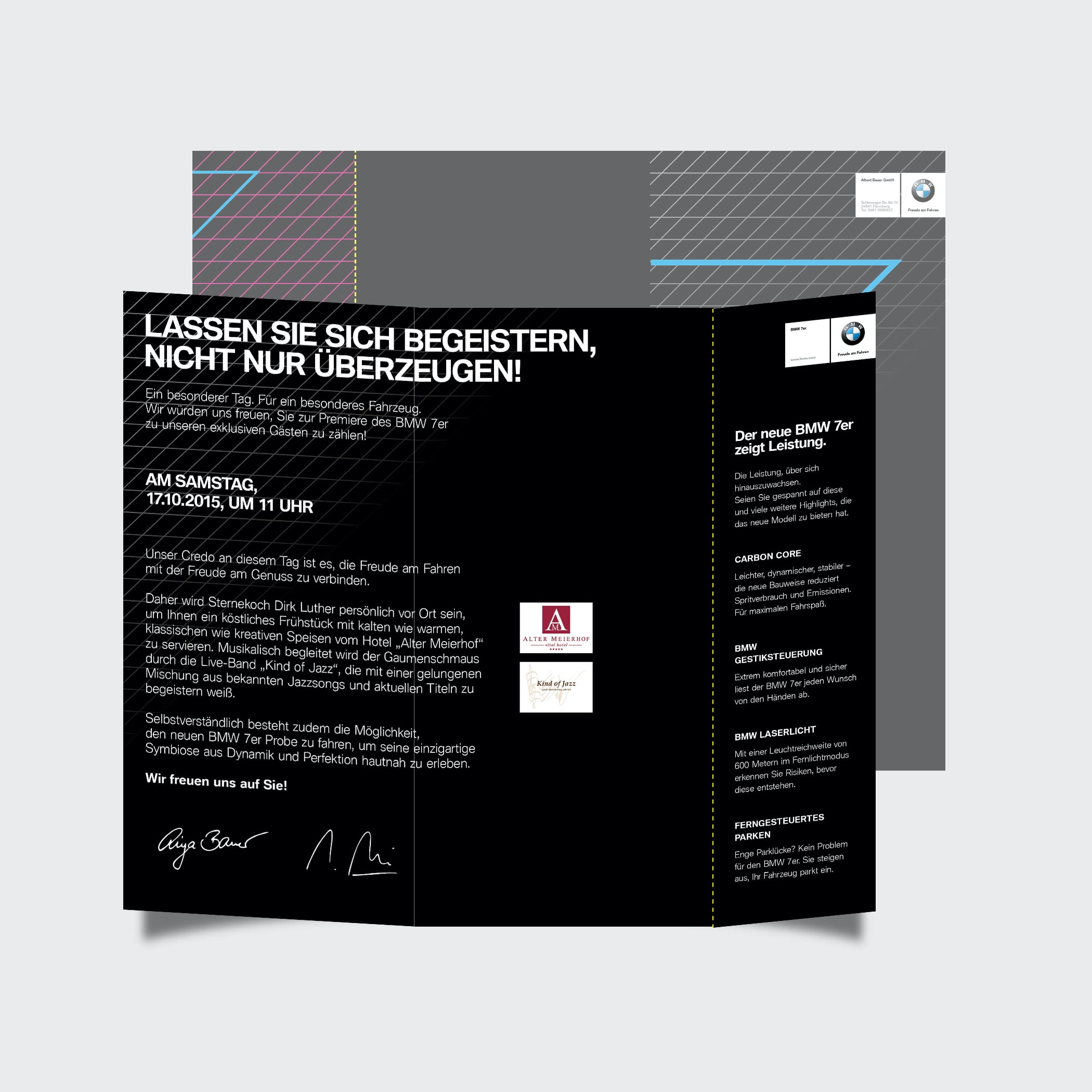hochzwei_abau_teaser_01.jpg Schwarze Einladungskarte für die Premiere des BMW 7er in Flensburg
