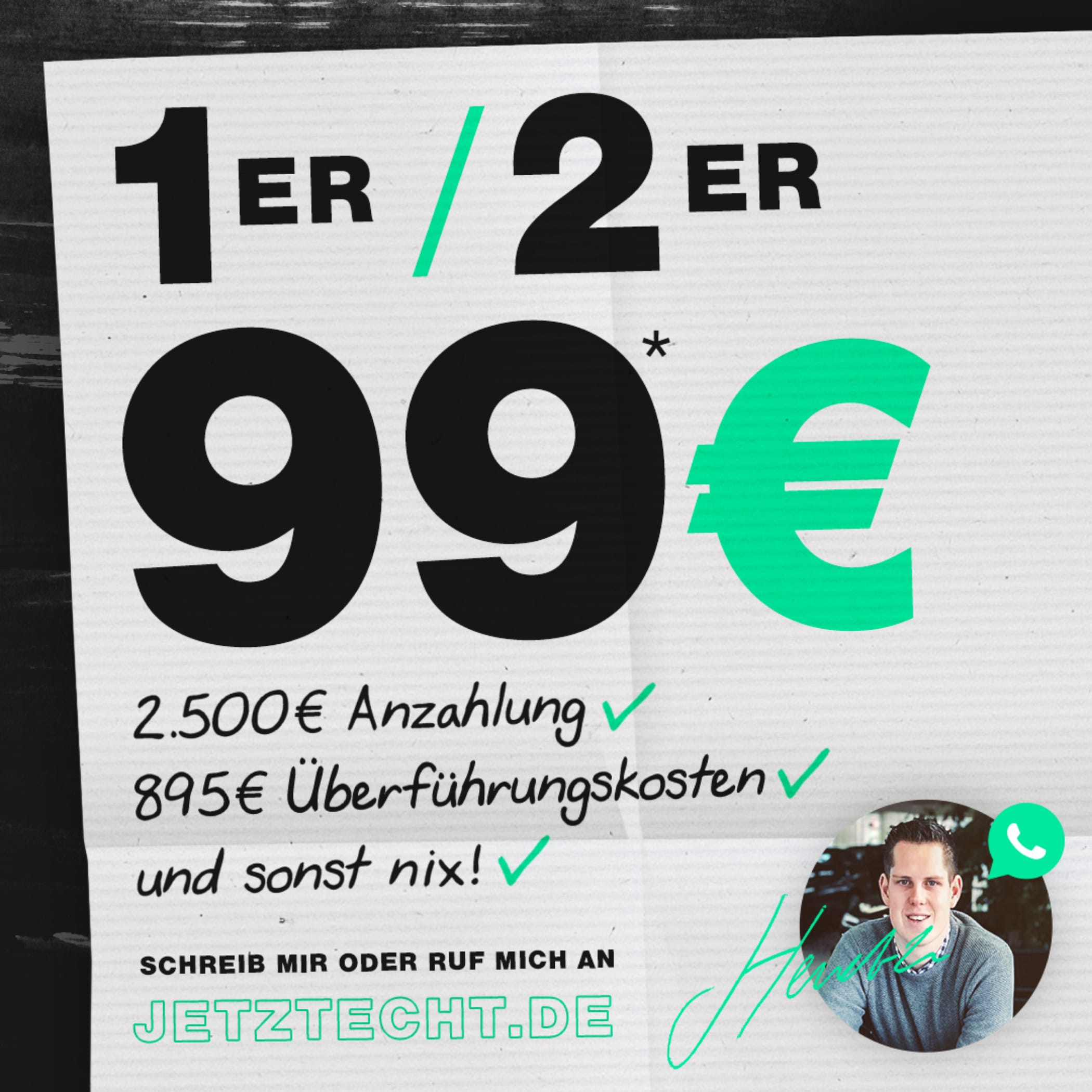 hochzwei_abau_teaser_01.jpg 1er und 2er für 99 Euro Anzeige mit Infos und Bild des Ansprechpartners