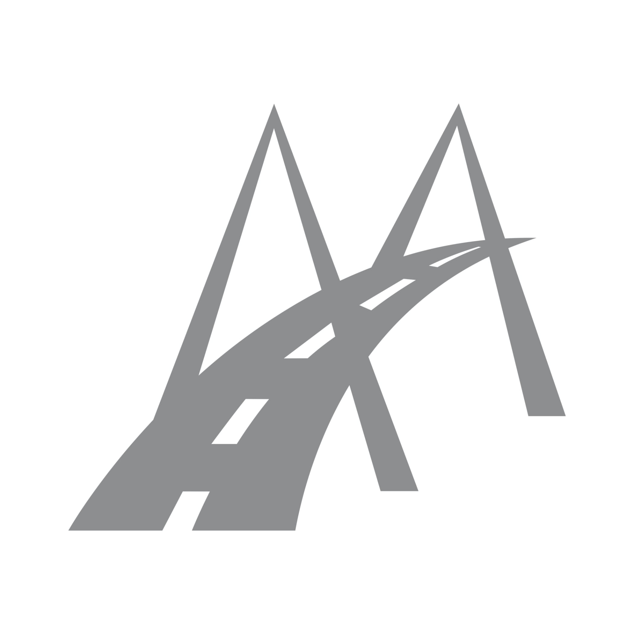 Graue Fahrbahn und 2 graue Dreiecke