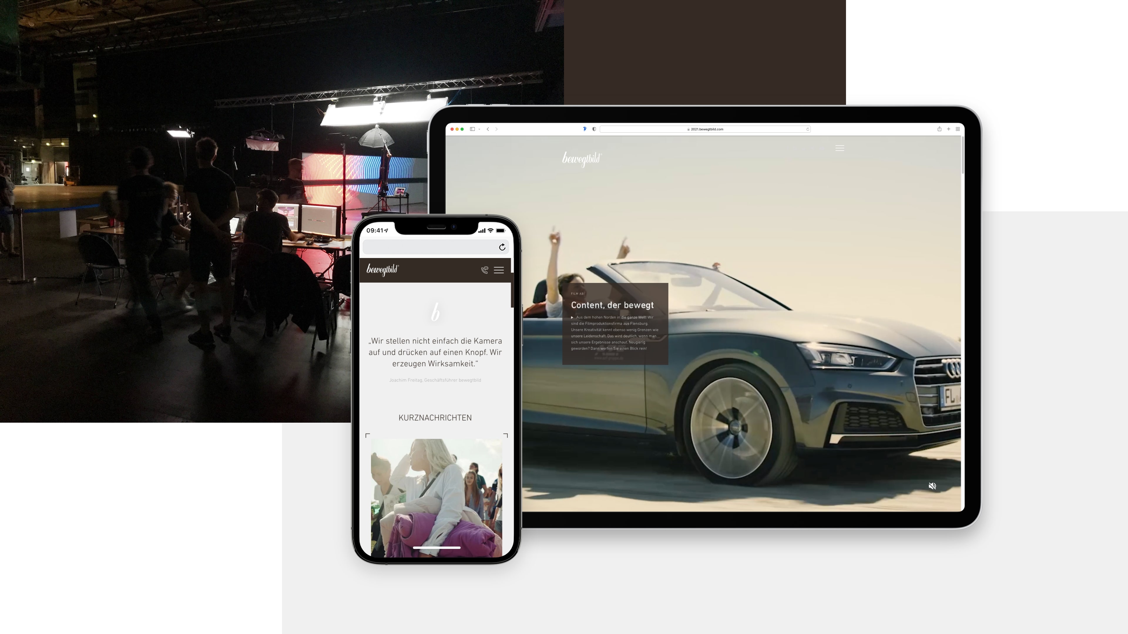 Smartphone und Tablet zeigen Website bewegtbild.com
