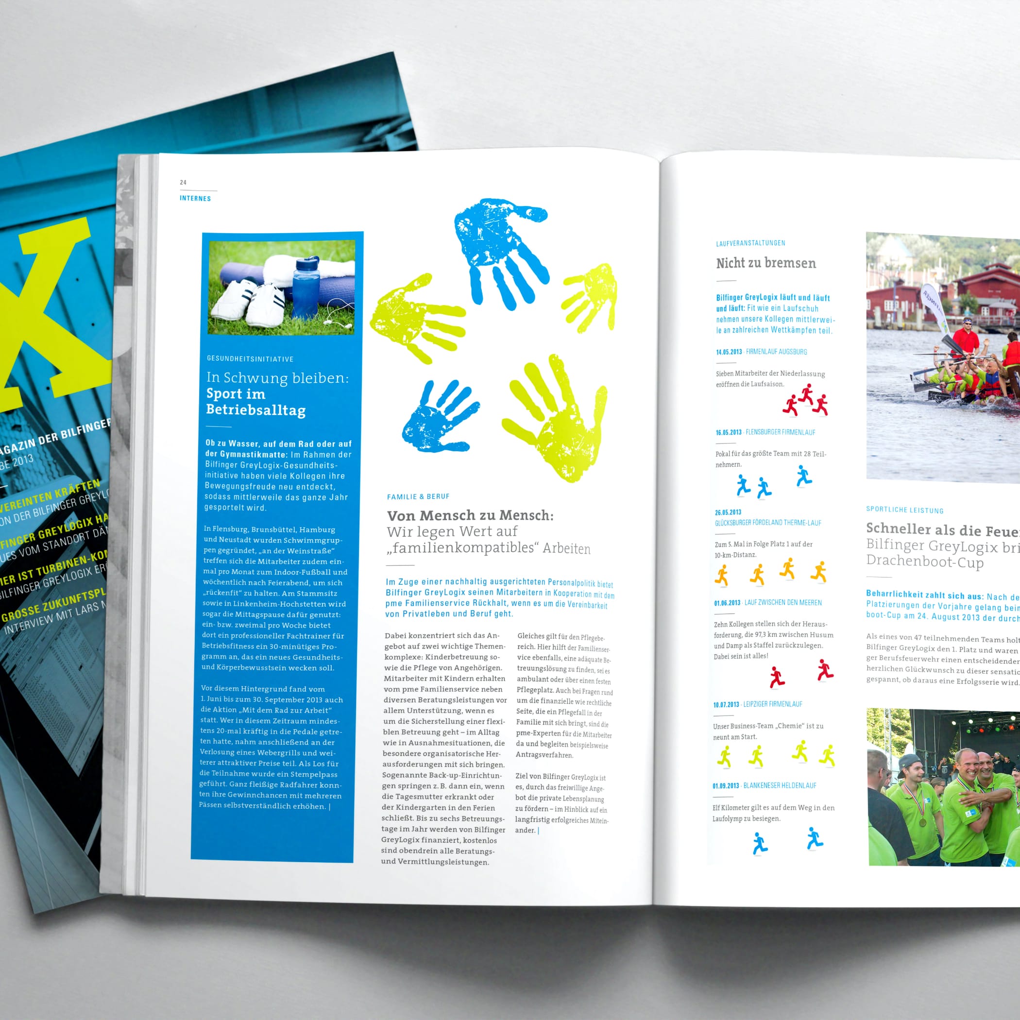 hochzwei_grey_teaser_05.jpg Aufgeschlagenes Magazin in blau-grünem Look