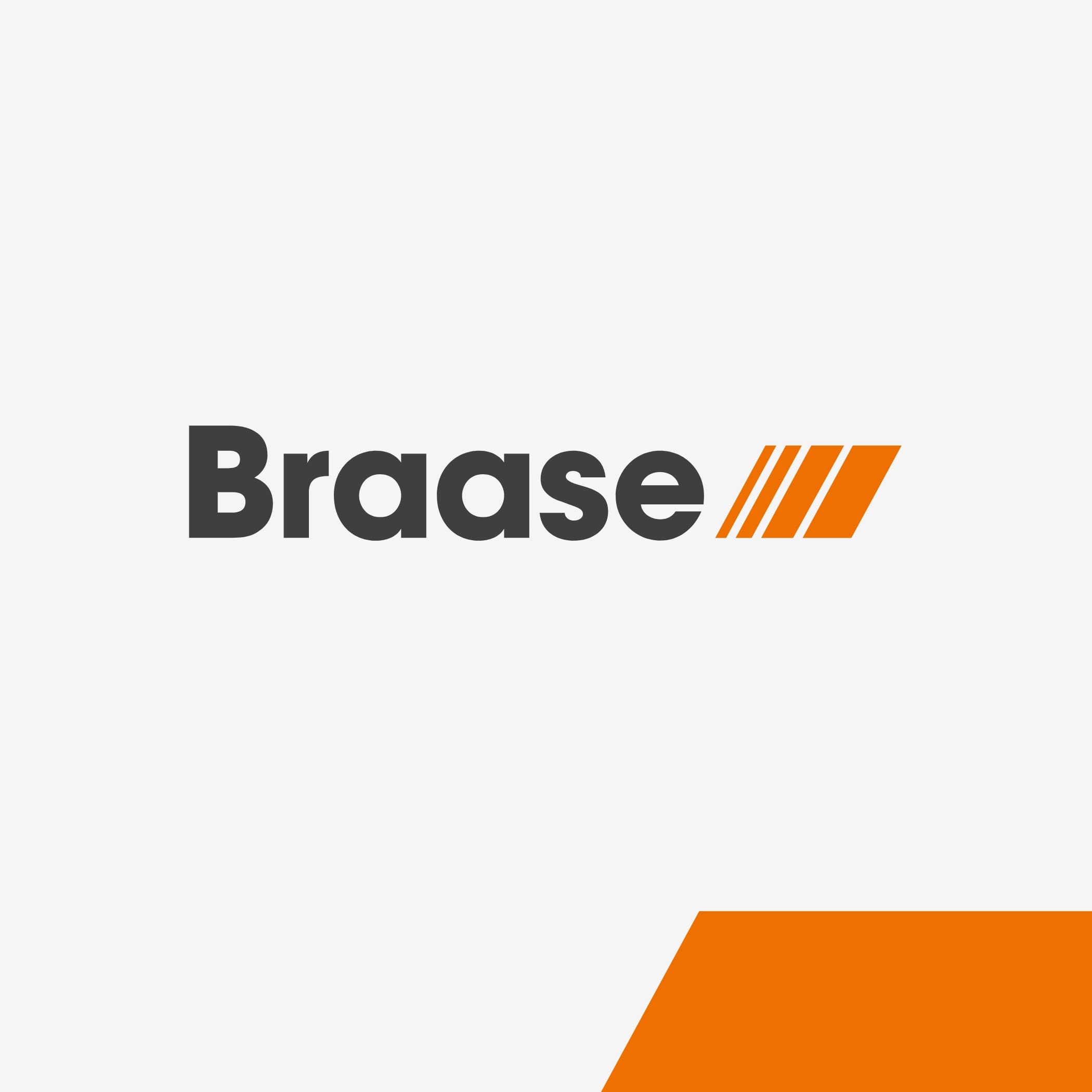 Schwarzer schlichter Schriftzug Braase mit orangefarbenen Elementen