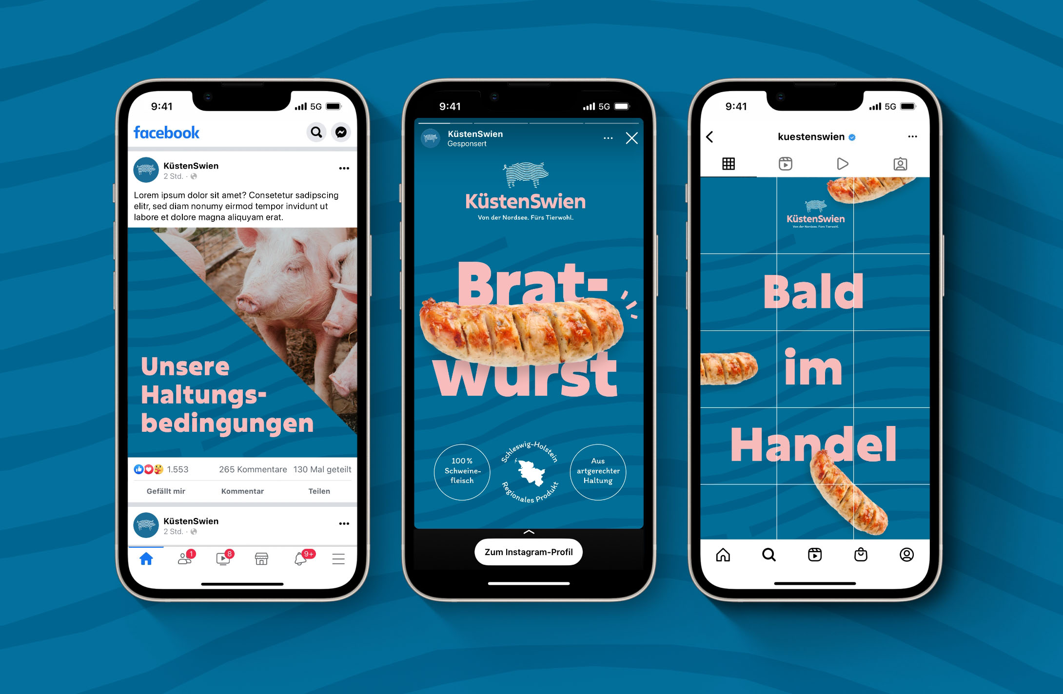 hochzwei_Brunk_teaser_05.jpg Drei Smartphones zeigen den Instagramaccount von Küstenswien an