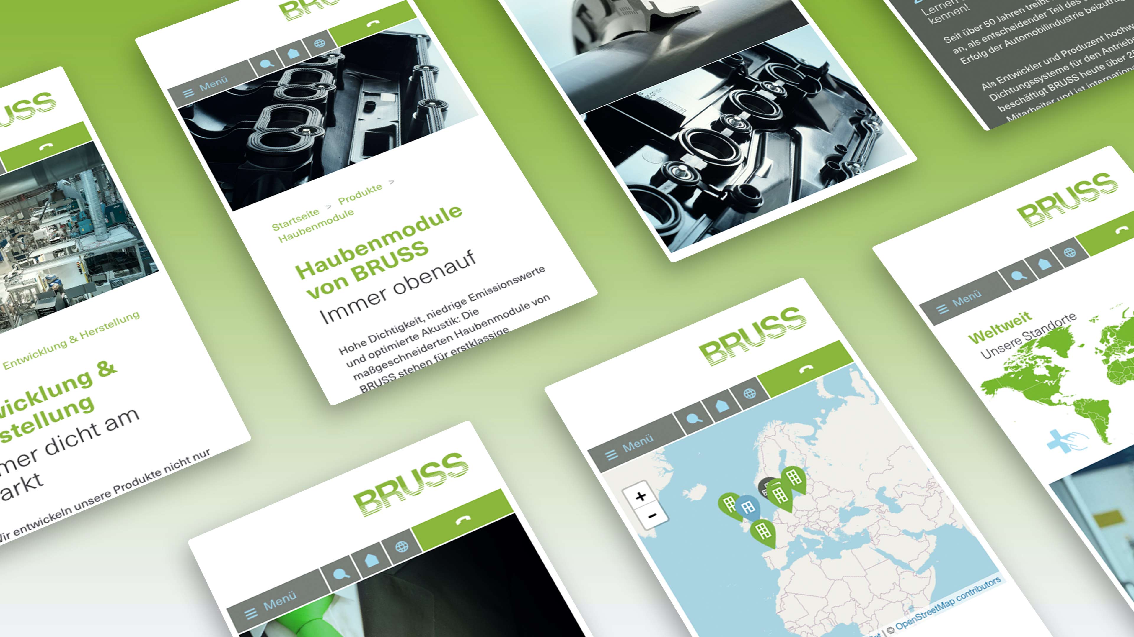 hochzwei_gbru_slider_01.jpg Collage mehrerer Screenshots der mobilen Website bruss.de