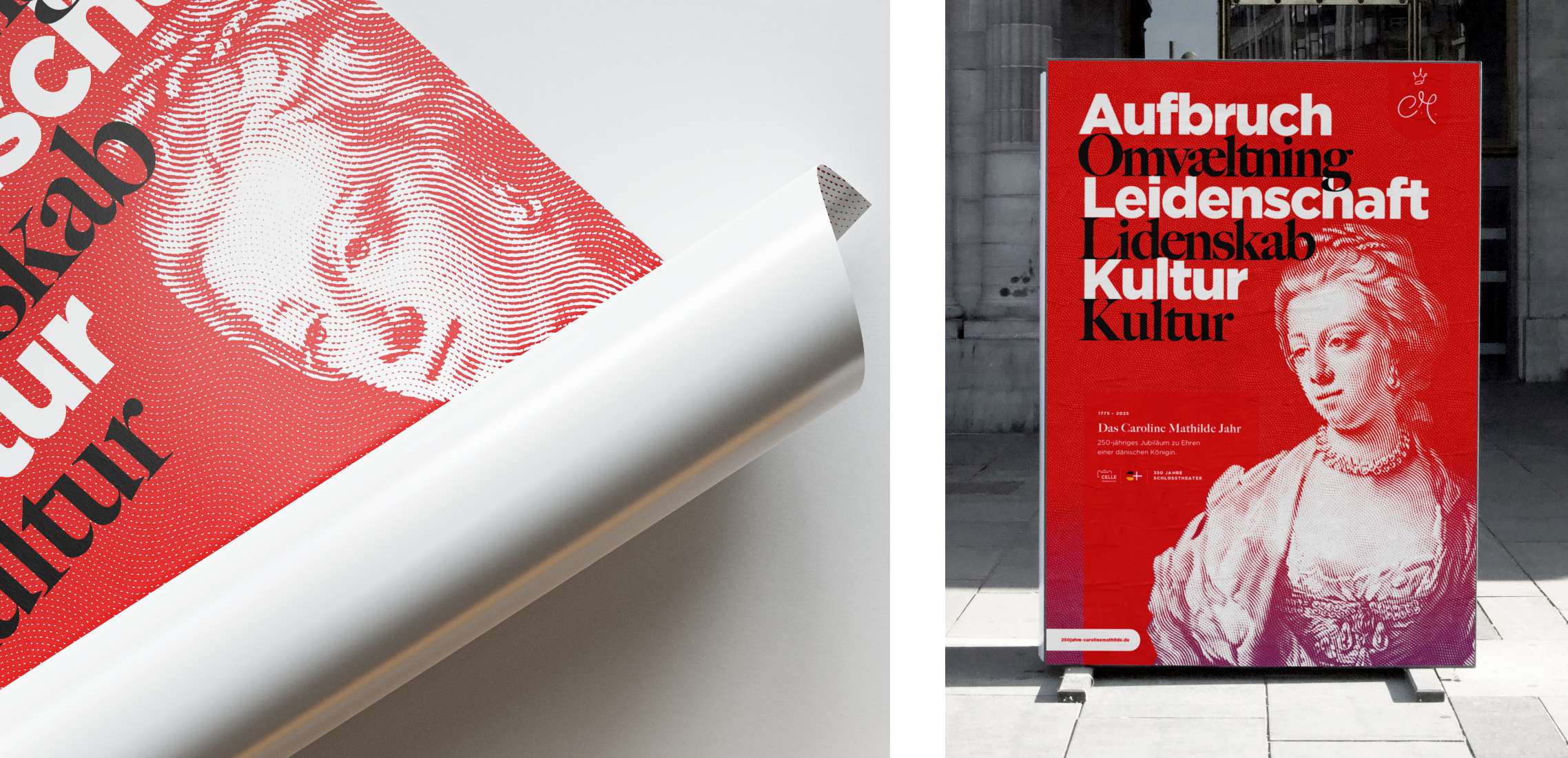 Caroline Mathilde Plakat halb eingerollt