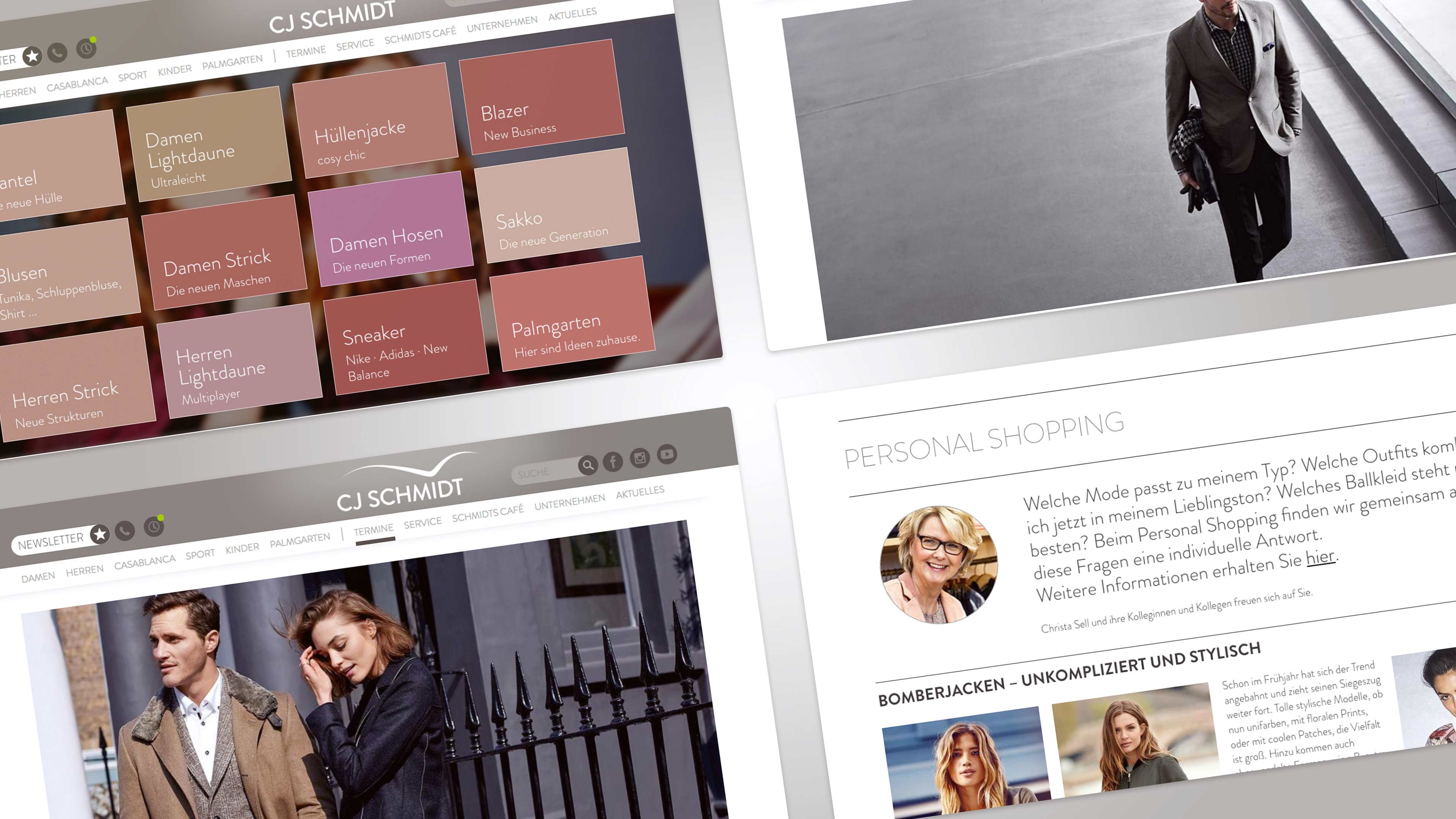 Collage mehrerer Screenshots der Website cjschmidt.de