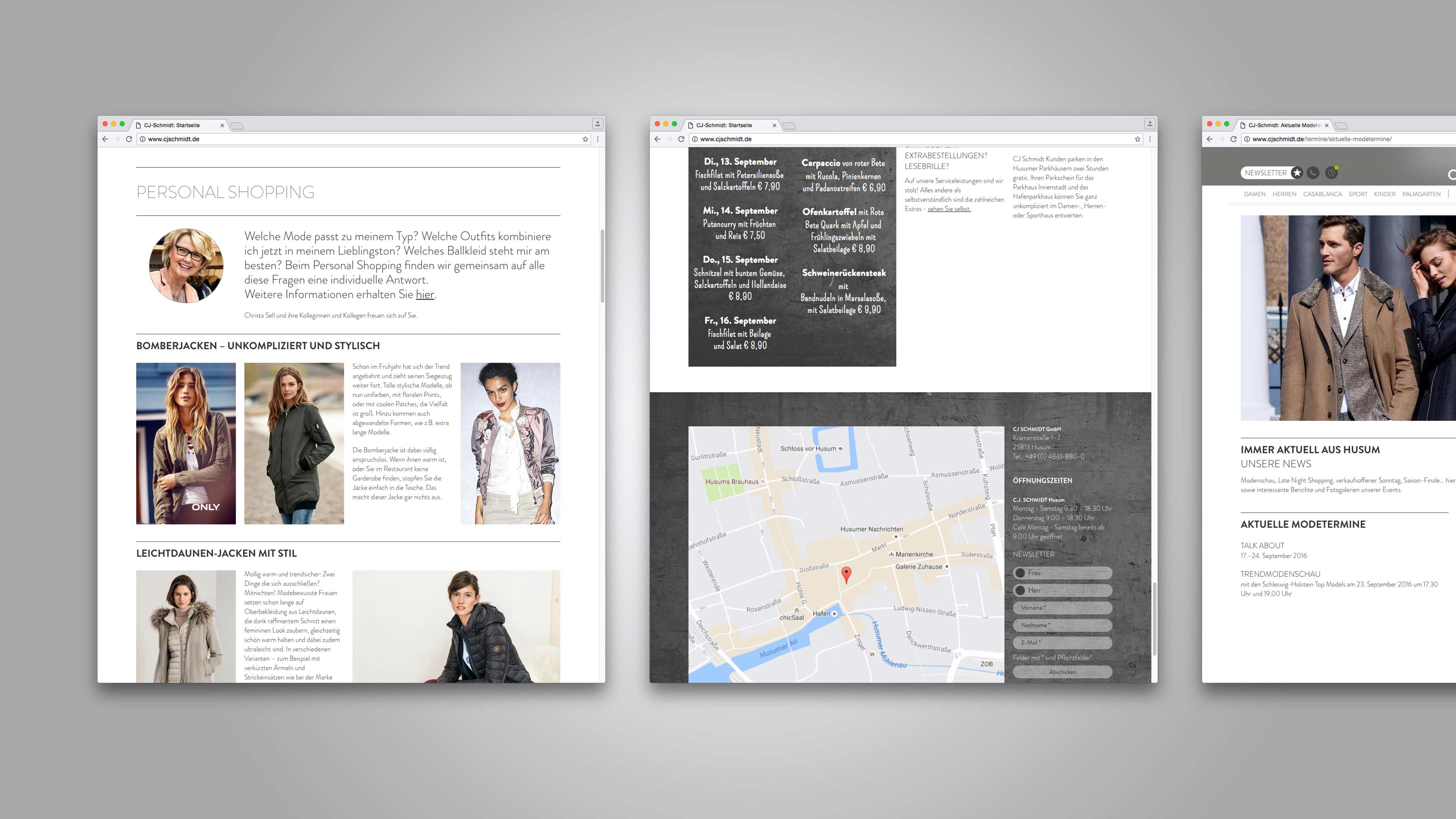hochzwei_cjsch_slider_01.jpg Drei Screenshots der Website CJ Schmidt über Personal Shopping