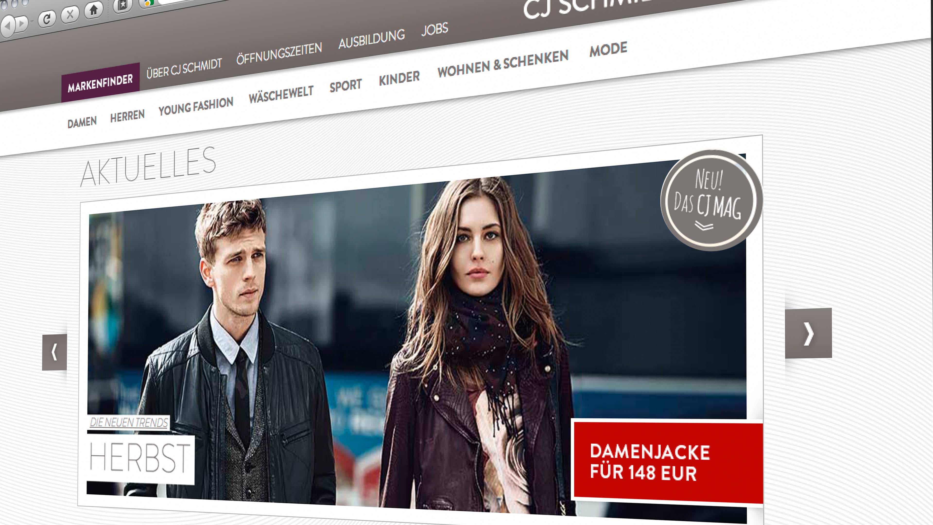 Ausschnitt eines Screenshot von cjschmidt.de zeigt die neuen Herbsttrends