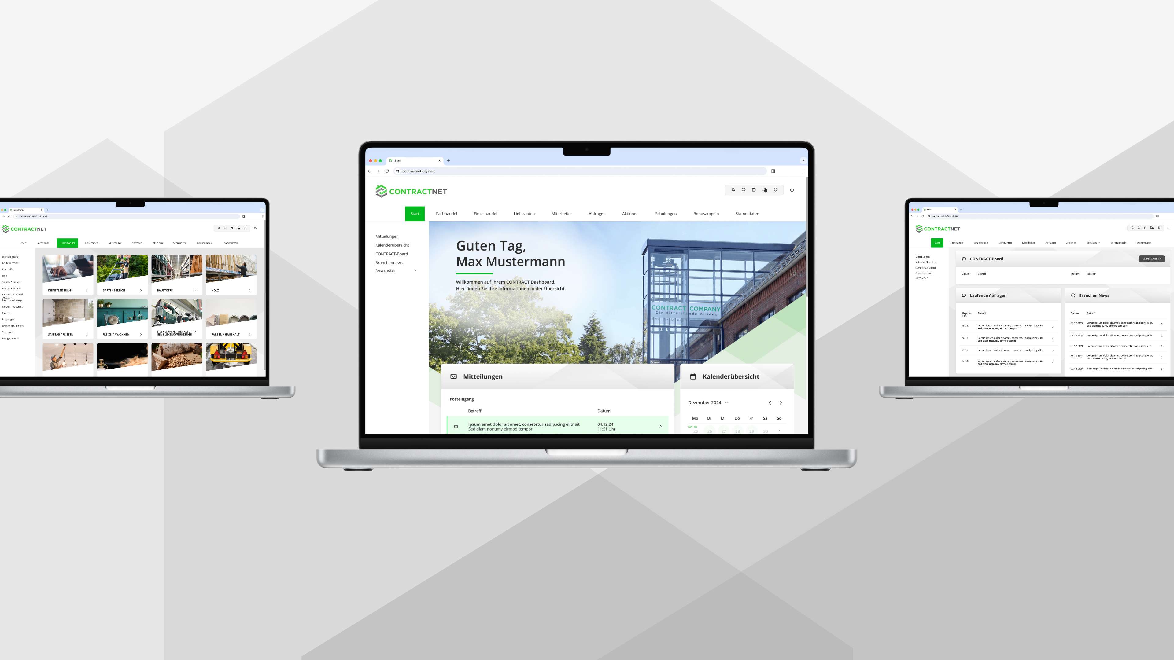 Ansicht der Contract Company Website auf einem Laptop