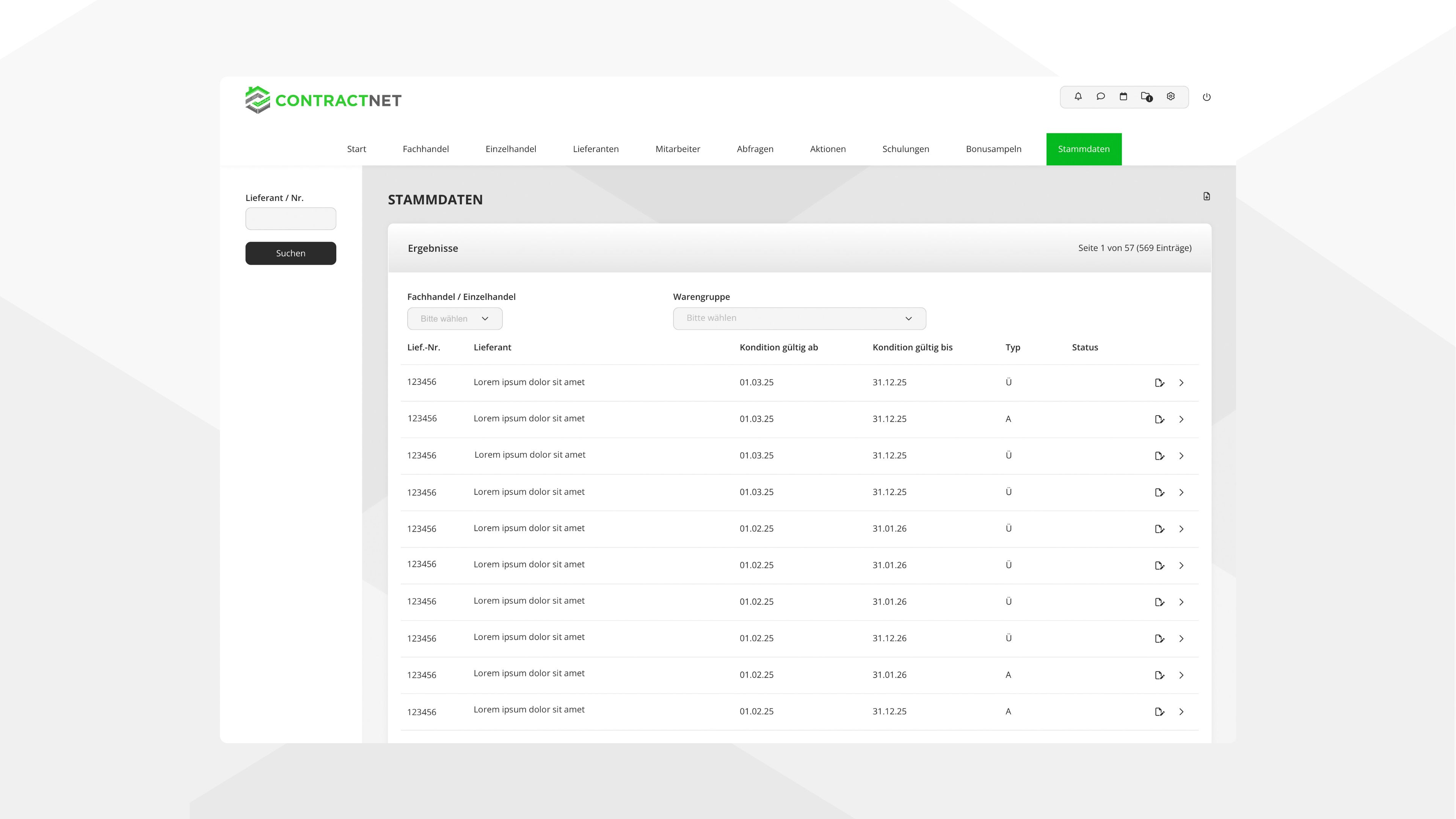 Beispielseite der Website