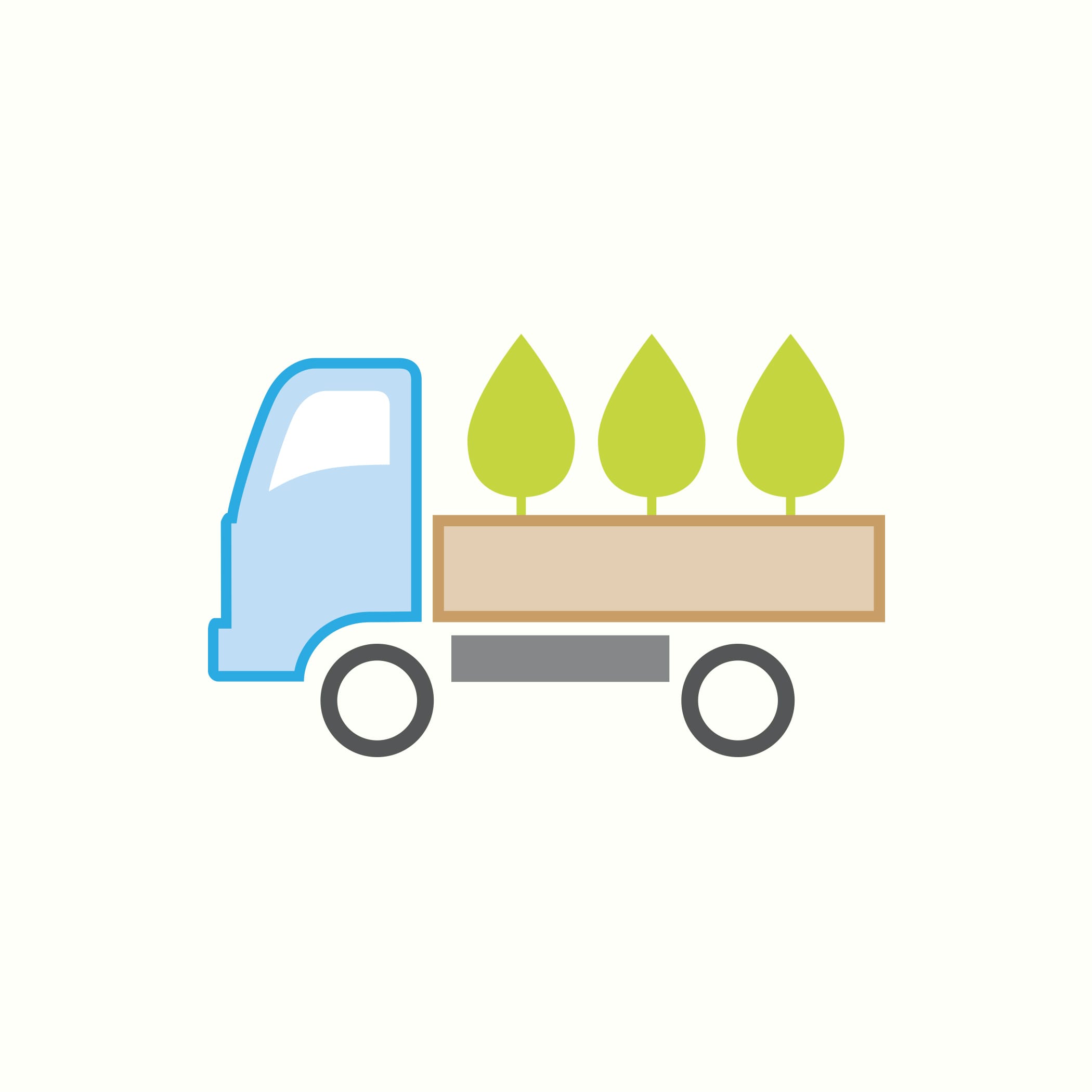 hochzwei_gp_teaser_07.jpg Stilisierte bunte Grafik eines mit drei Bäumchen beladenen LKW