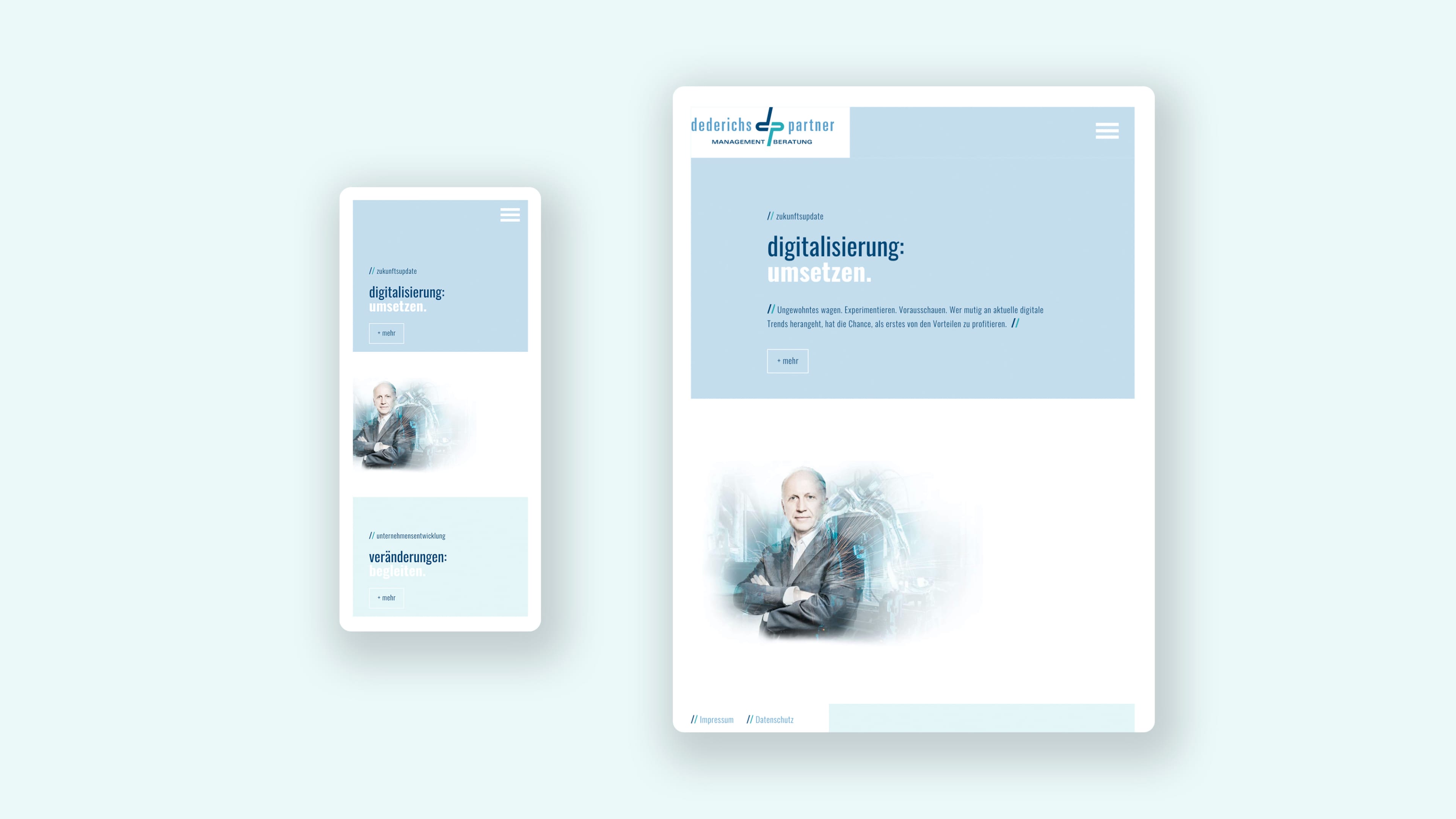 hochzwei_dede_slider_04.jpg Desktop und mobile Ansicht der Website Dederichs & Partner