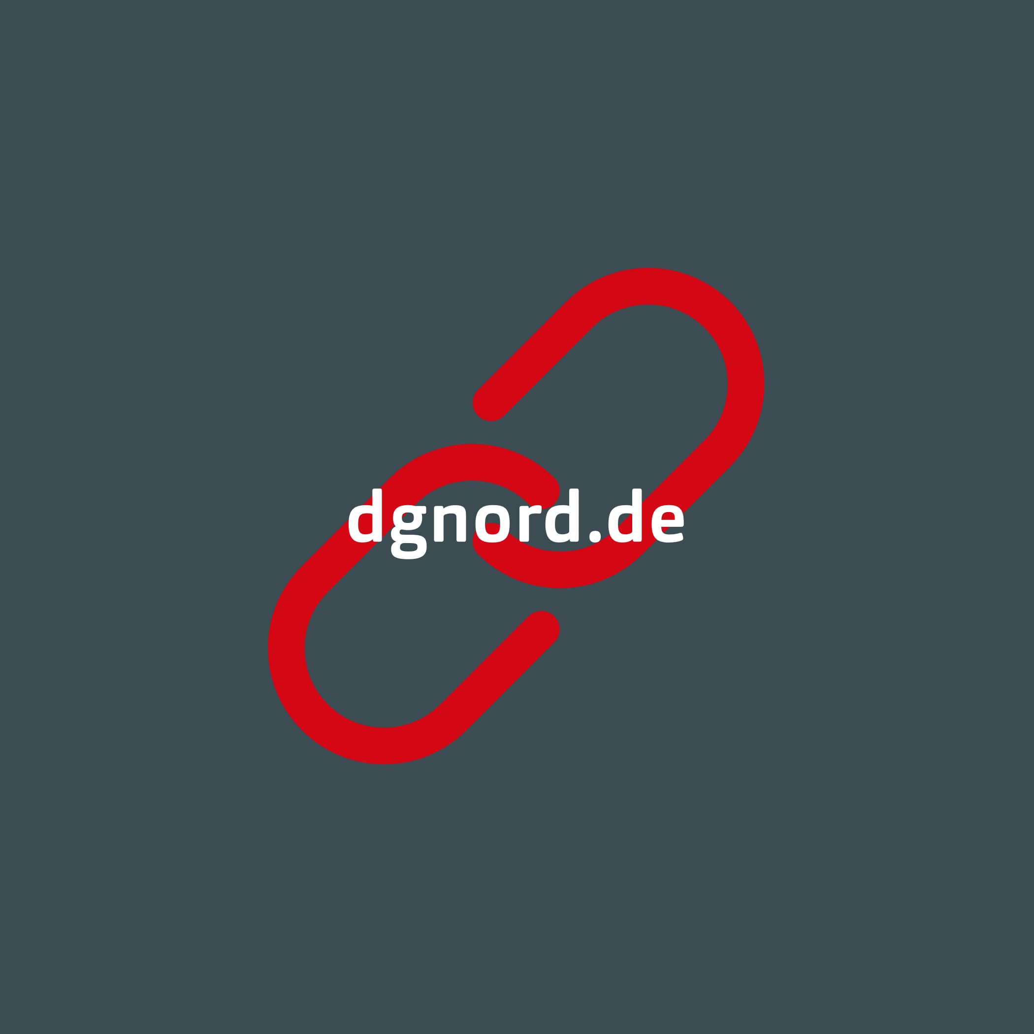 URL dgnord.de vor grauem Hintergrund und rotem Kettensymbol
