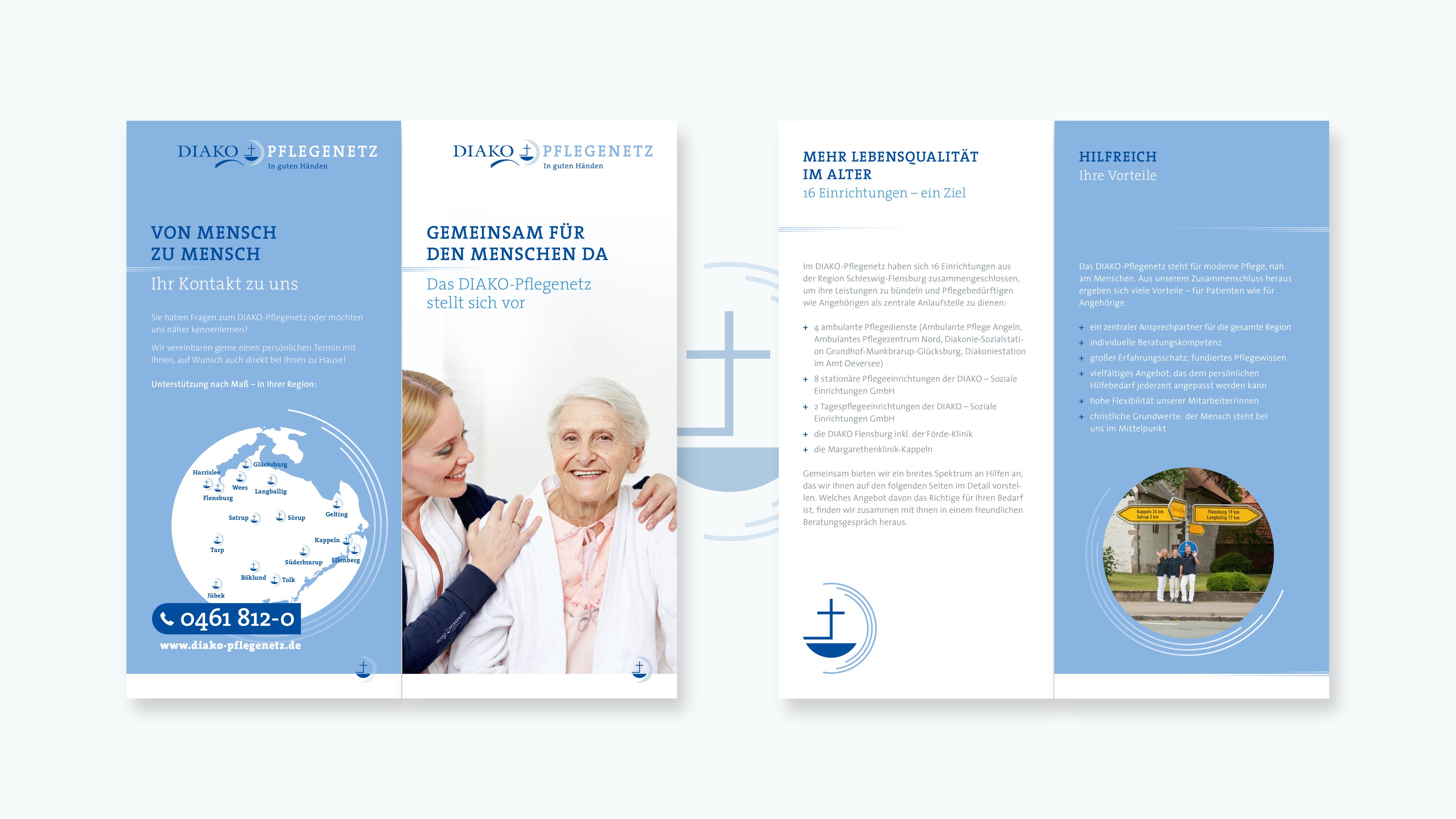 hochzwei_dpfl_slider_02.jpg Alle Ansichten der weiß-hellblauen Broschüre für das Diako Pflegenetz