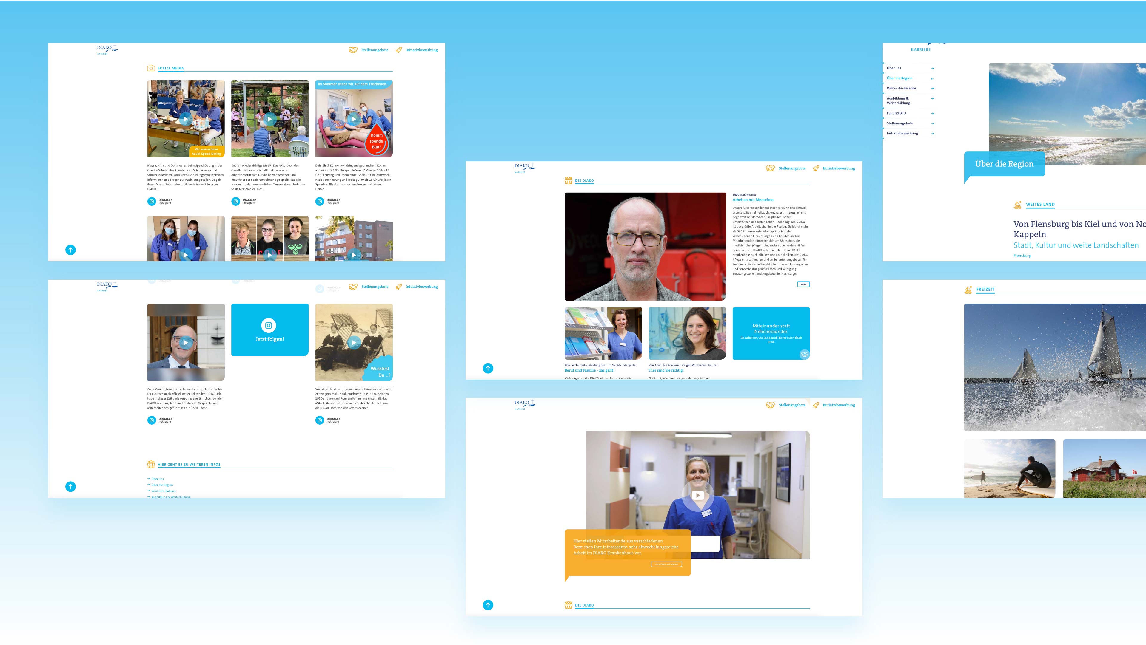 Collage mehrerer Screenshots der DIAKO-Website