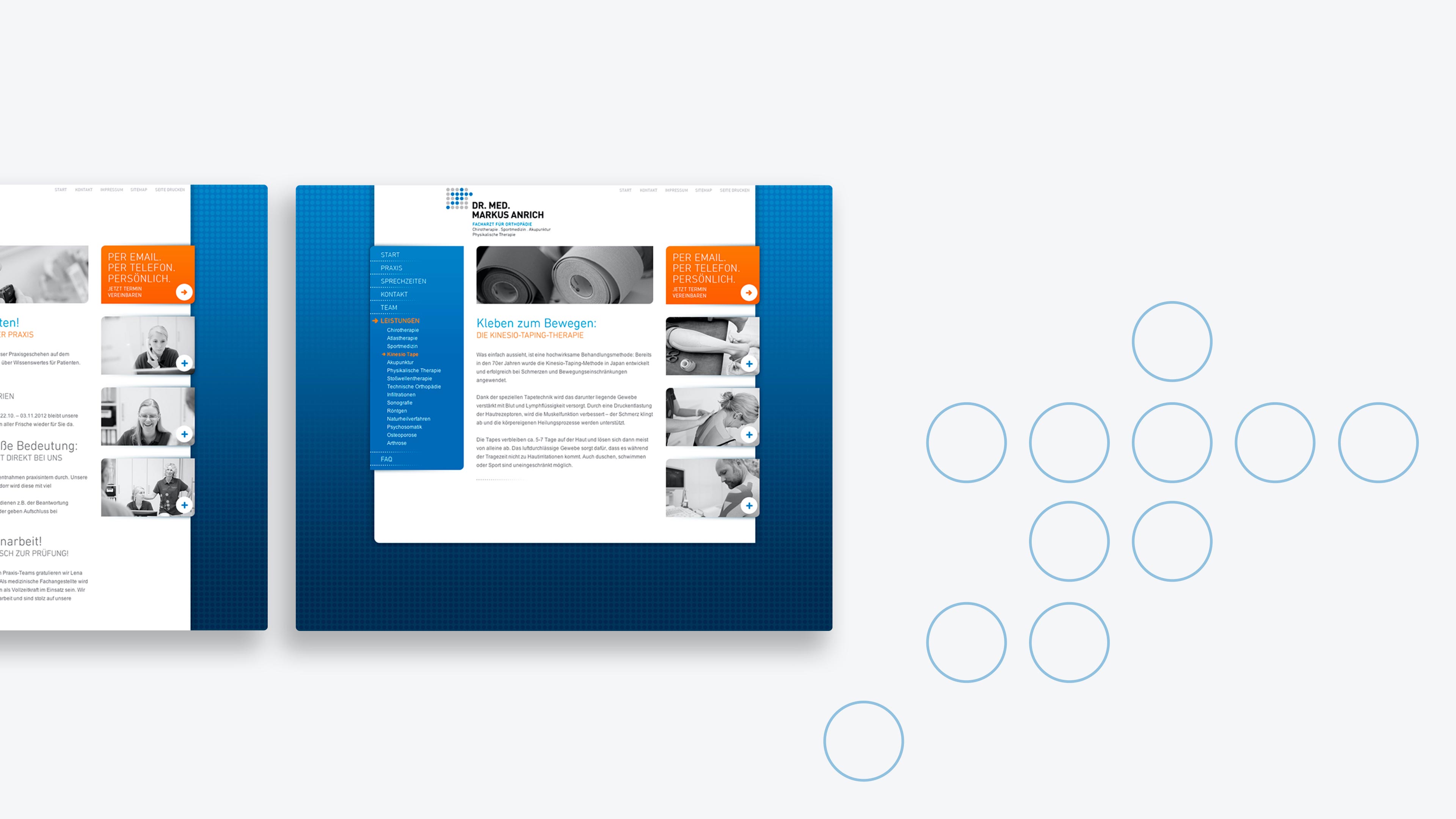 Collage der Website von Dr. Anrich und Logokreise