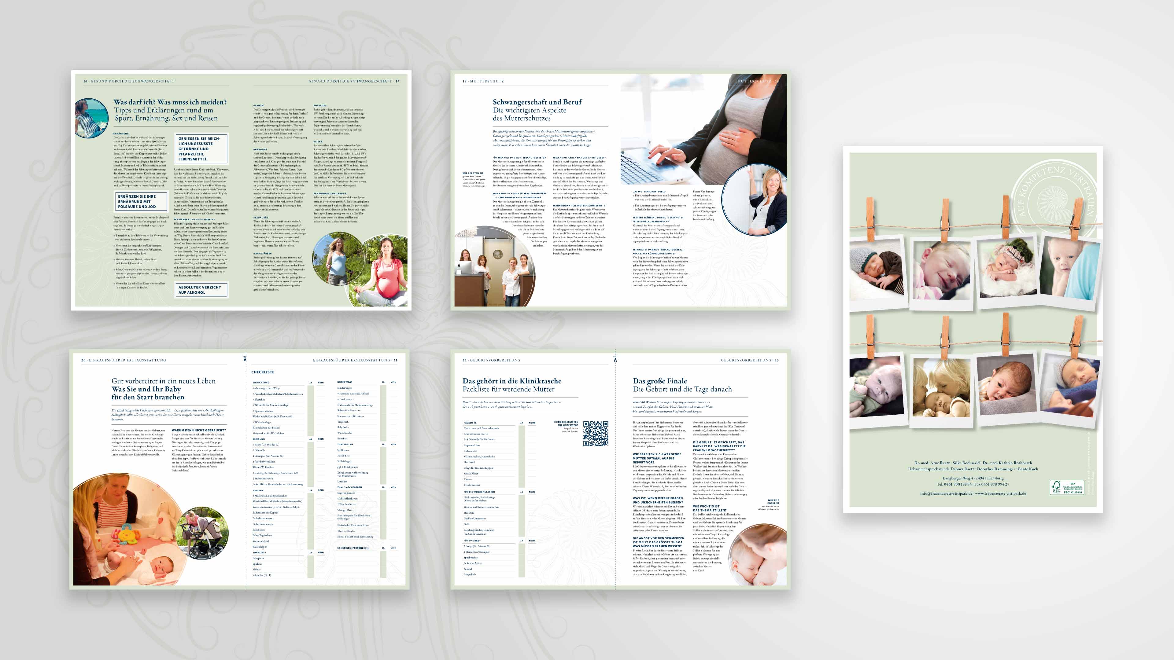 hochzwei_rae_slider_03.jpg Collage mehrerer Magazinseiten über Schwangerschaft, Geburt und Babys