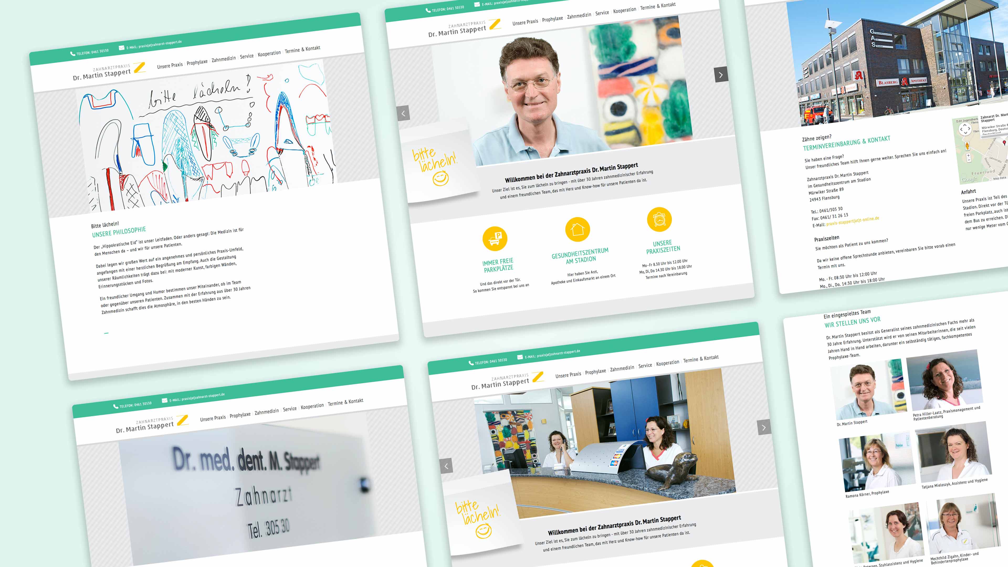 Collage mehrerer Screenshots der Website von Dr. Martin Stappert