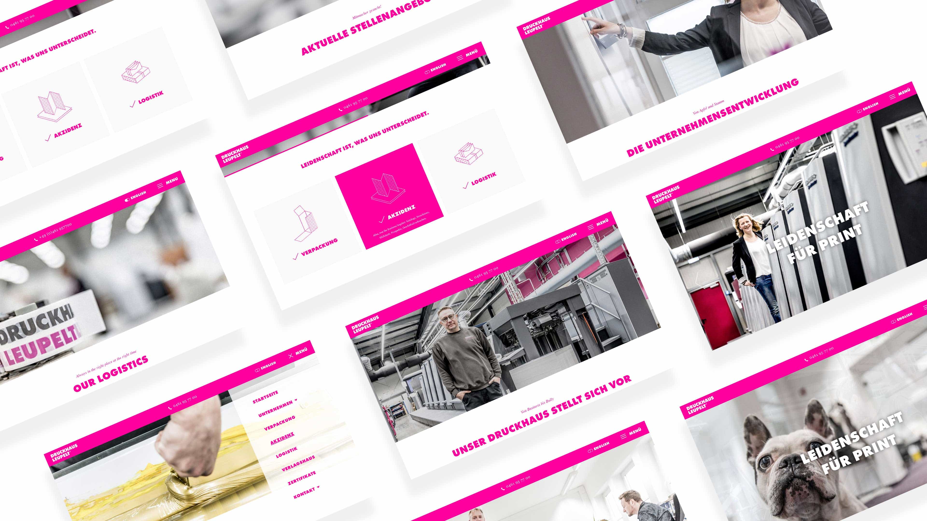 hochzwei_drle_slider_01.jpg Collage mehrerer Screenshots der Website vom Druckhaus Leupelt