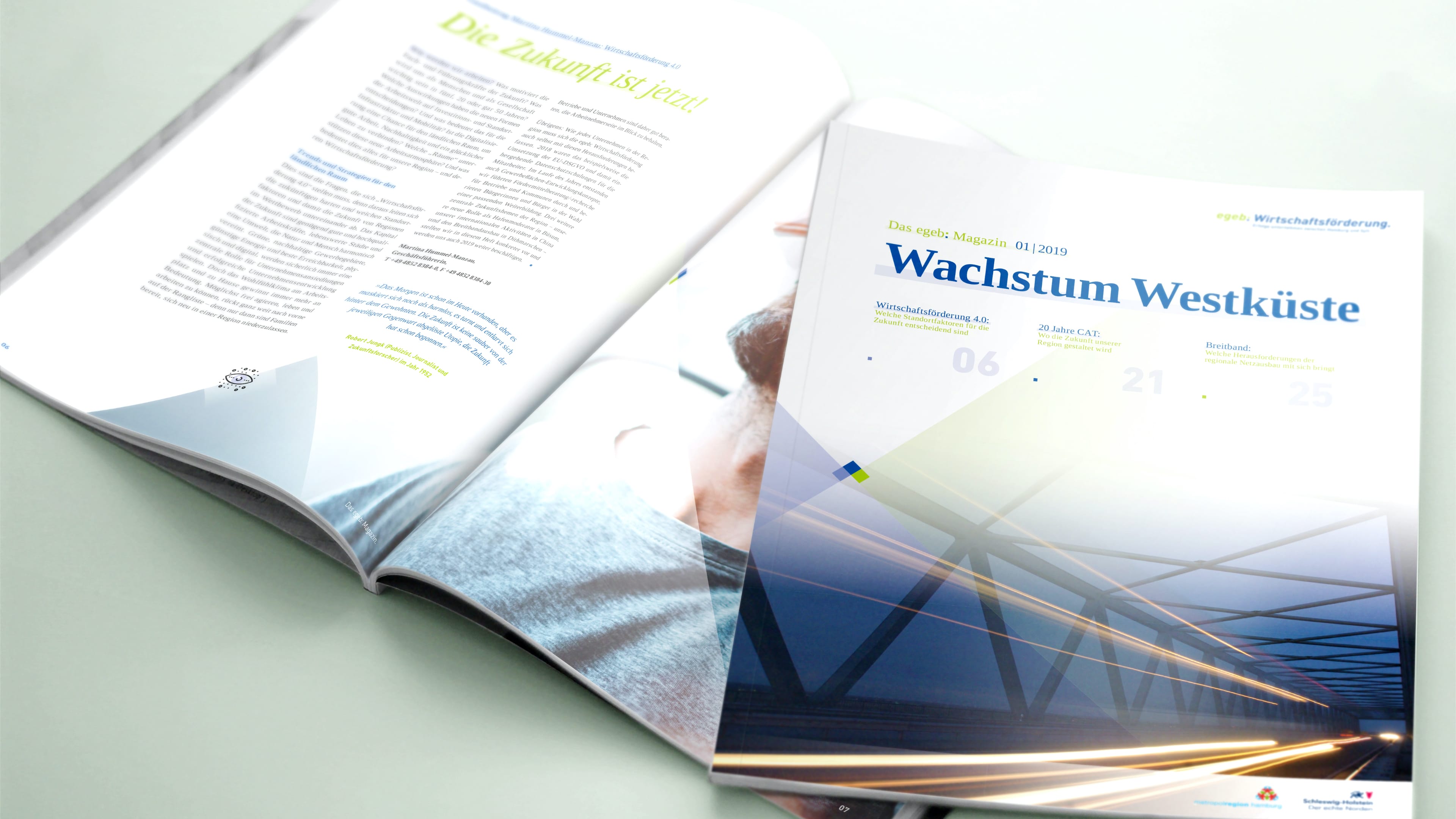 hochzwei_egeb_slider_01.jpg Titelblatt und Doppelseite des Magazin "Wachstum Westküste"