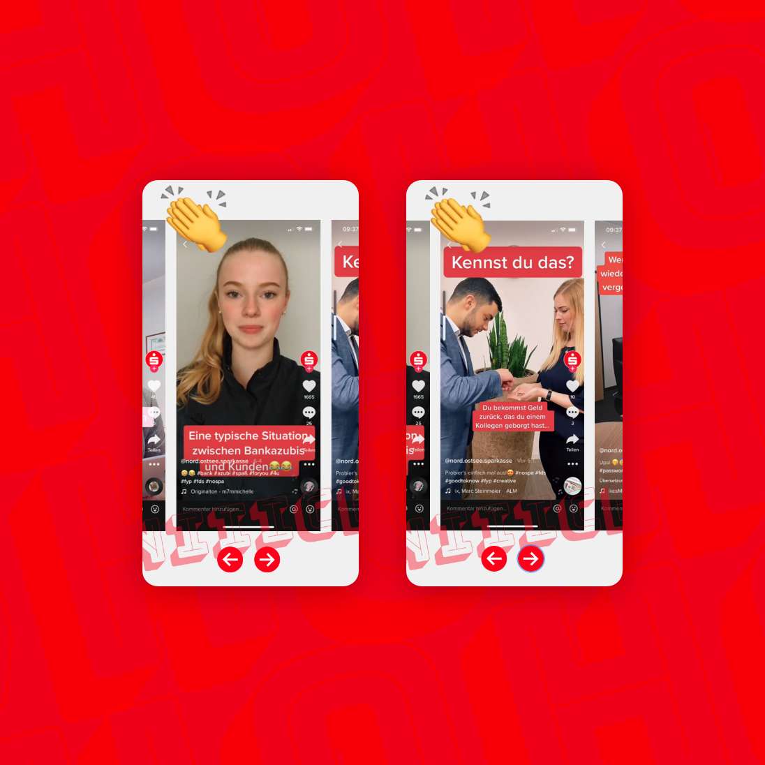 Zwei Fotos von Reels der Sparkasse