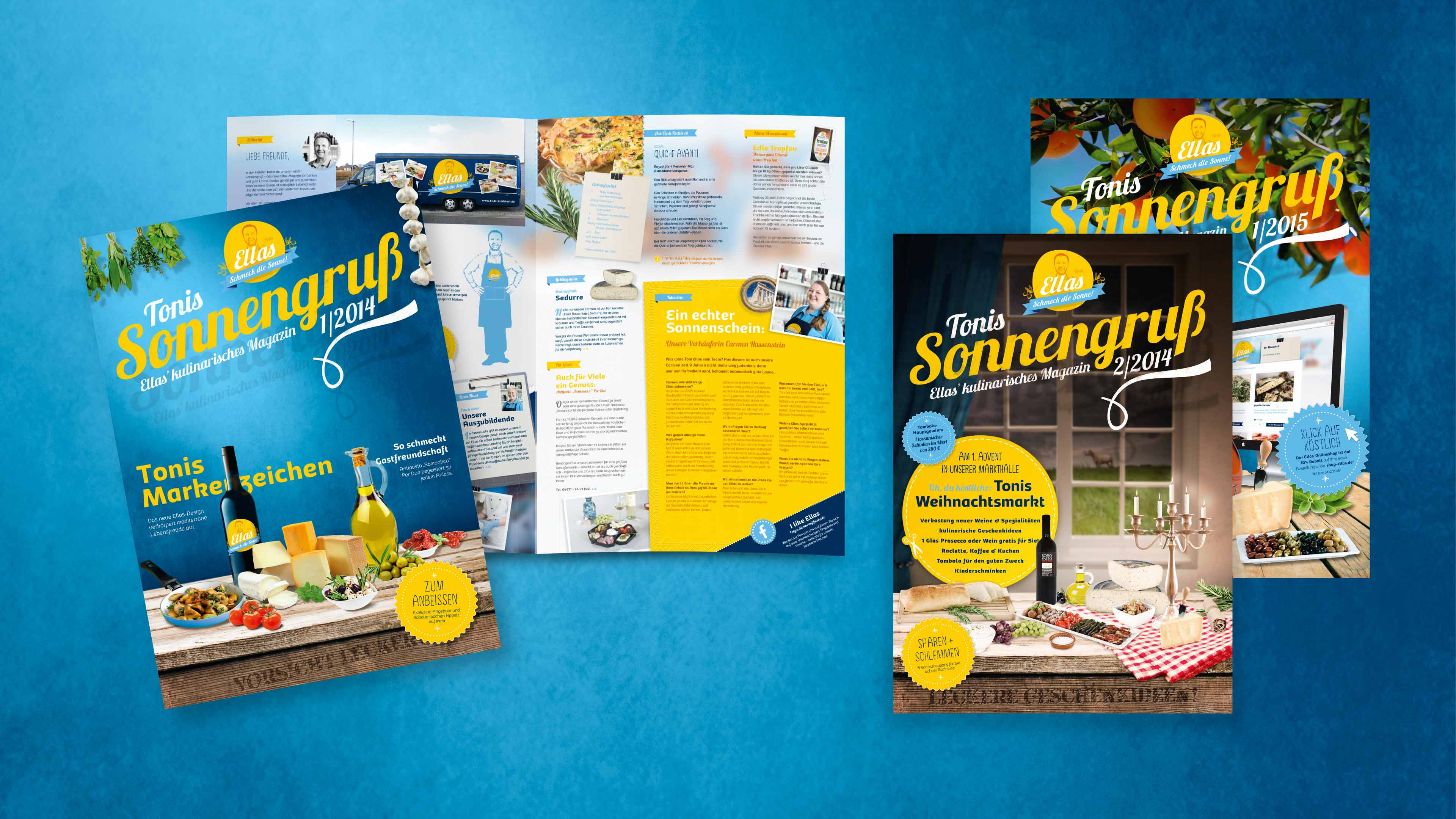 hochzwei_ella_slider_01.jpg Mehrere Titel- und Doppelseiten des Magazin "Tonis Sonnengruß" für Ellas