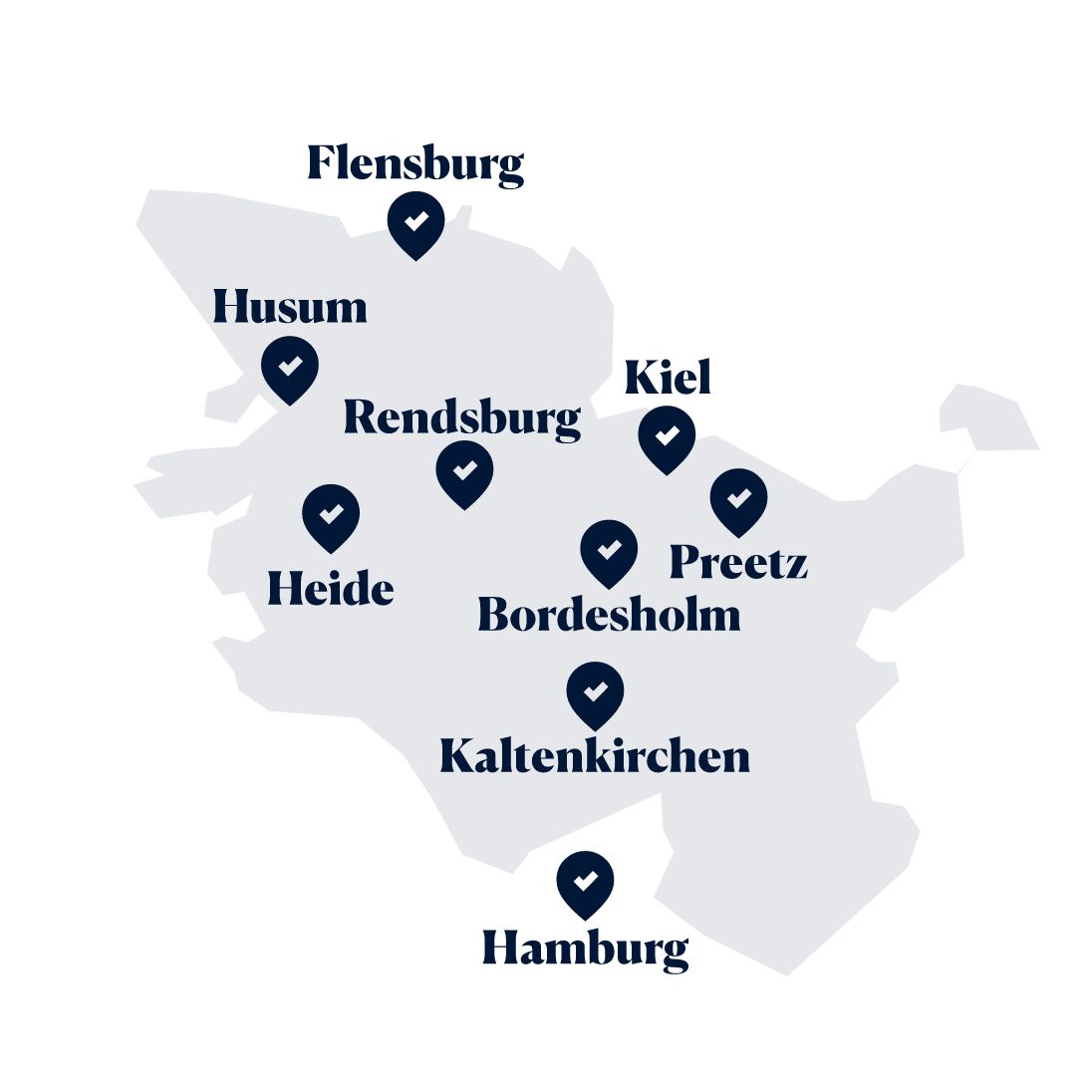 Eine Karte von Schleswig-Holstein.