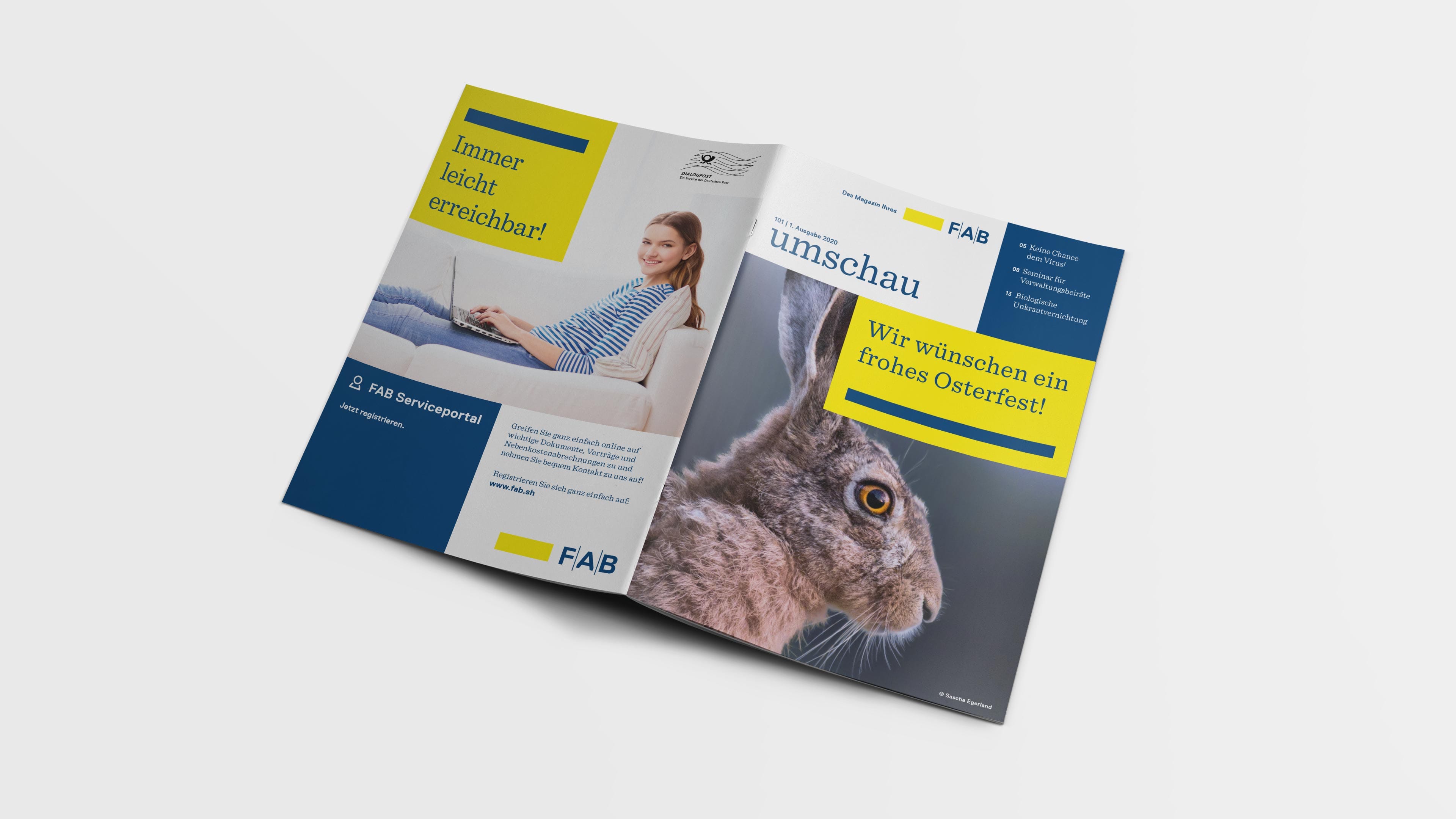 Aufgeklapptes FAB-Magazin "Umschau"