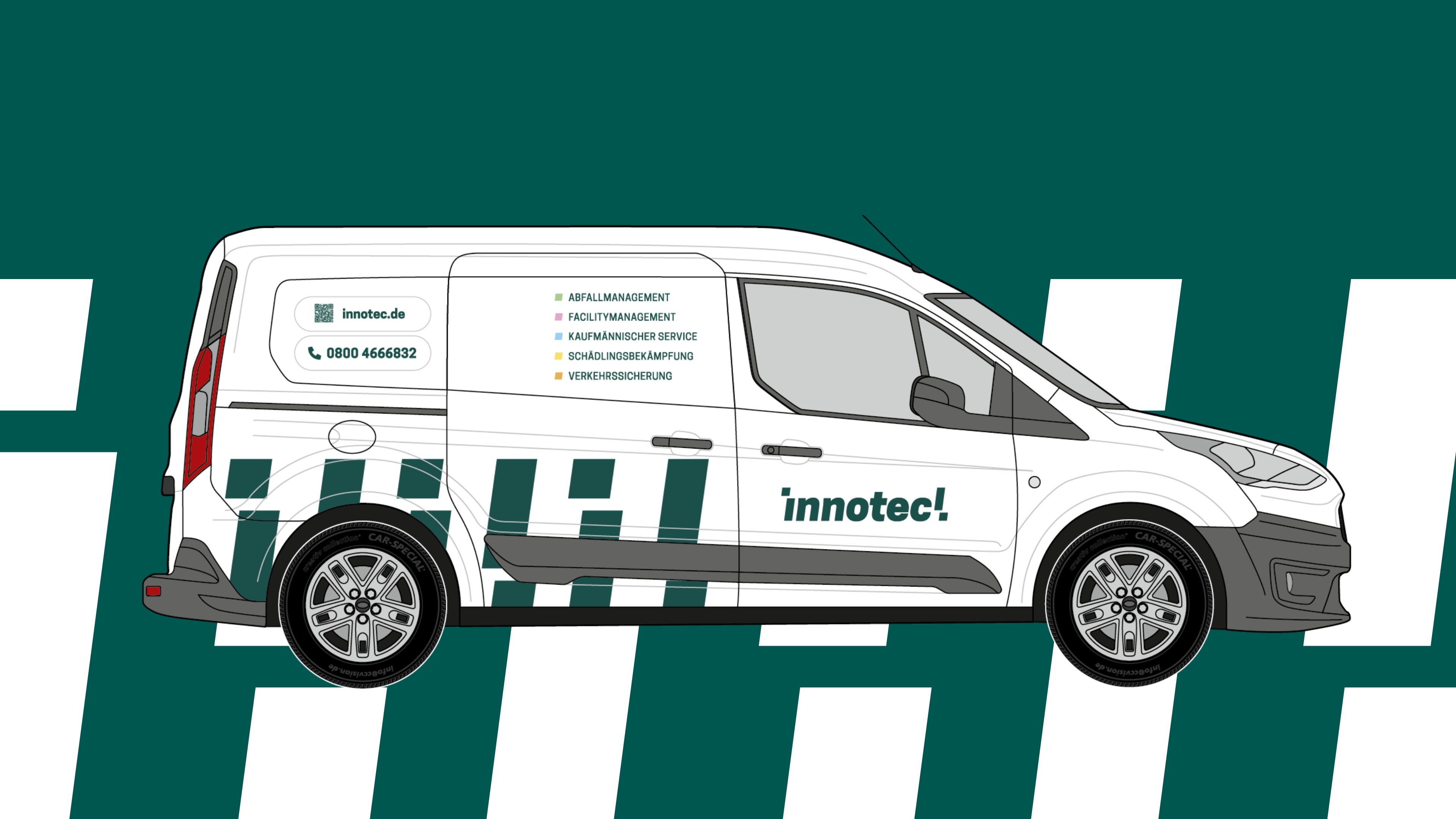 weißes Fahrzeug mit dem neuen innotec Design