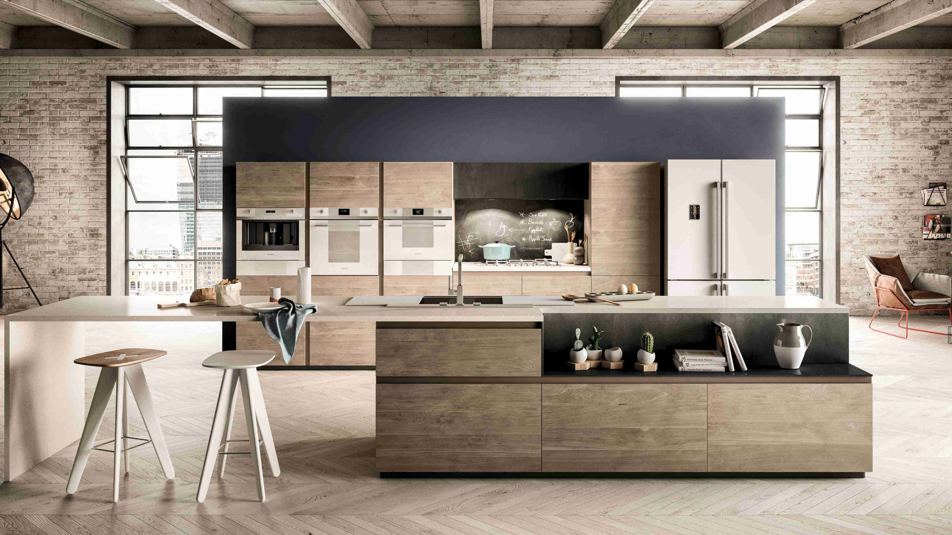 Eine urbane Küche in grauen Tönen