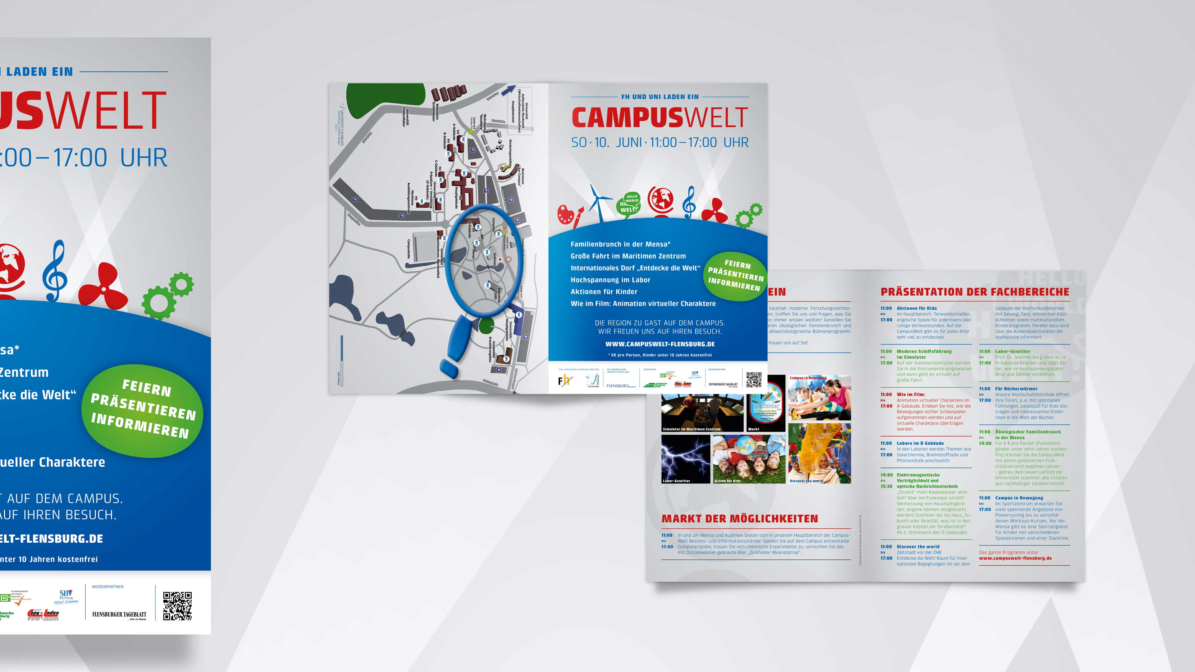 hochzwei_fhfl_slider_02.jpg Collage des Flyers "Campuswelt" mit blauer Grafik und Infos
