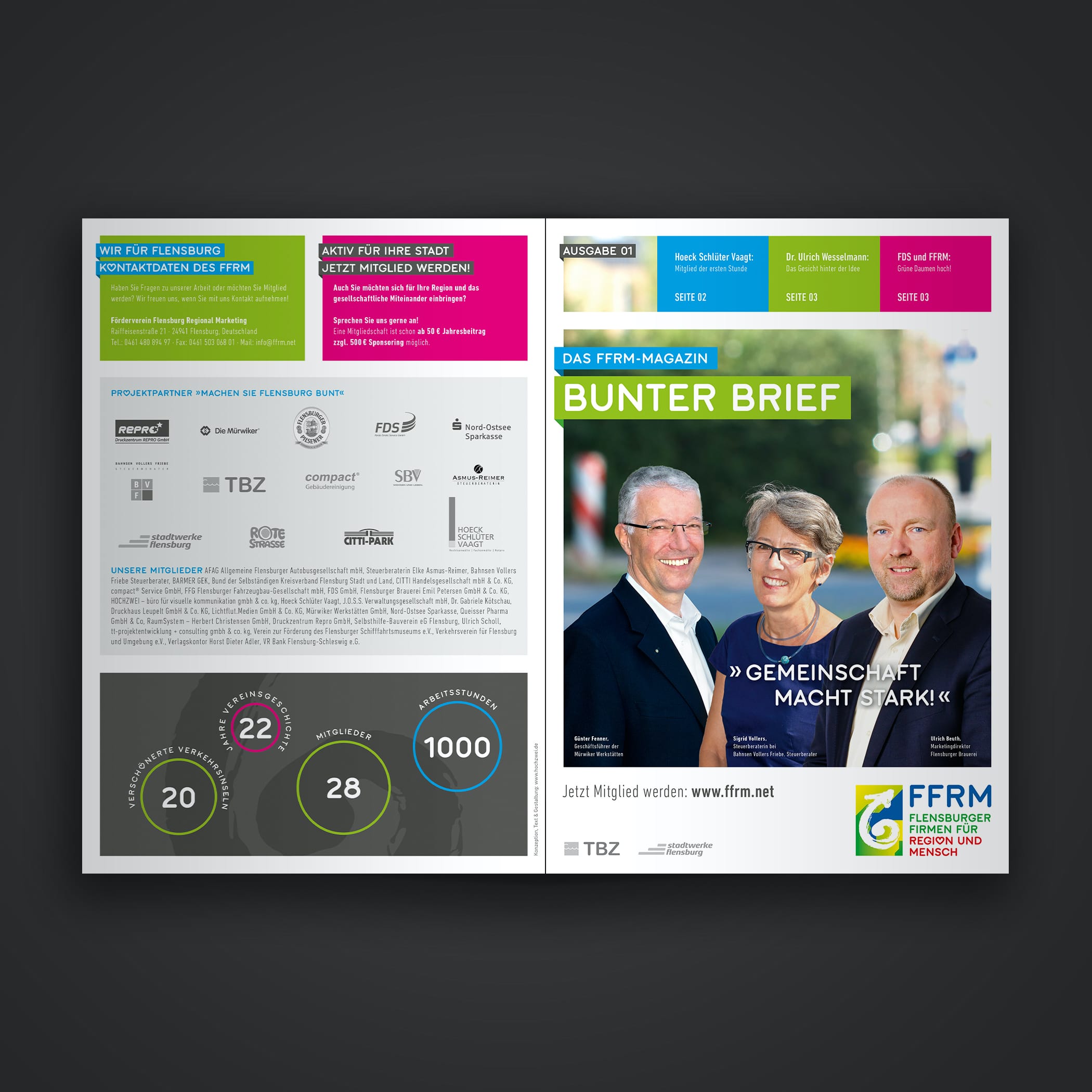 hochzwei_ffrm_teaser_08.jpg Doppelseite des Bunten Briefs mit drei Personen auf dem Titelblatt