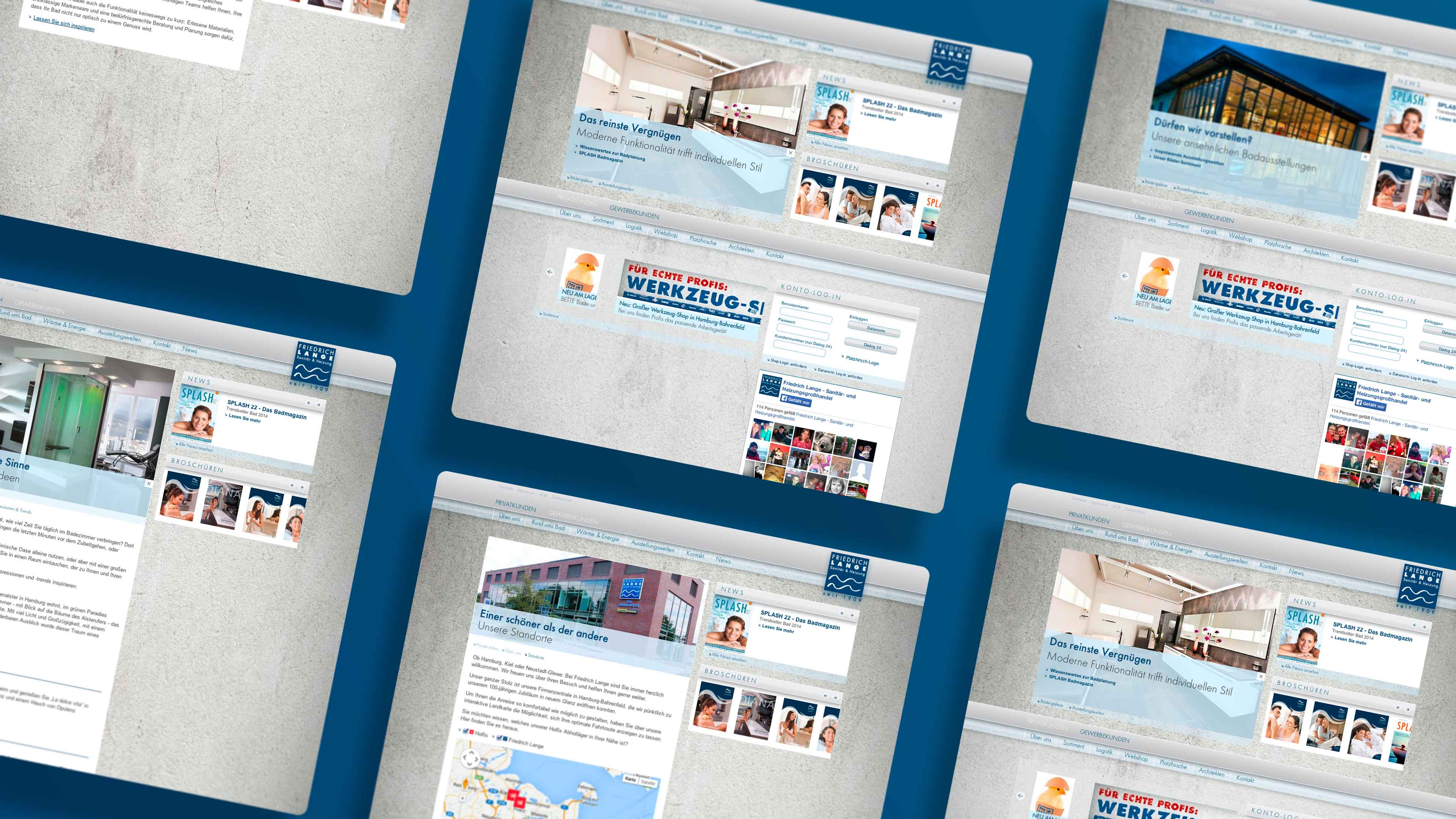 Sechs unterschiedliche Unterseiten von Friedrich Lange