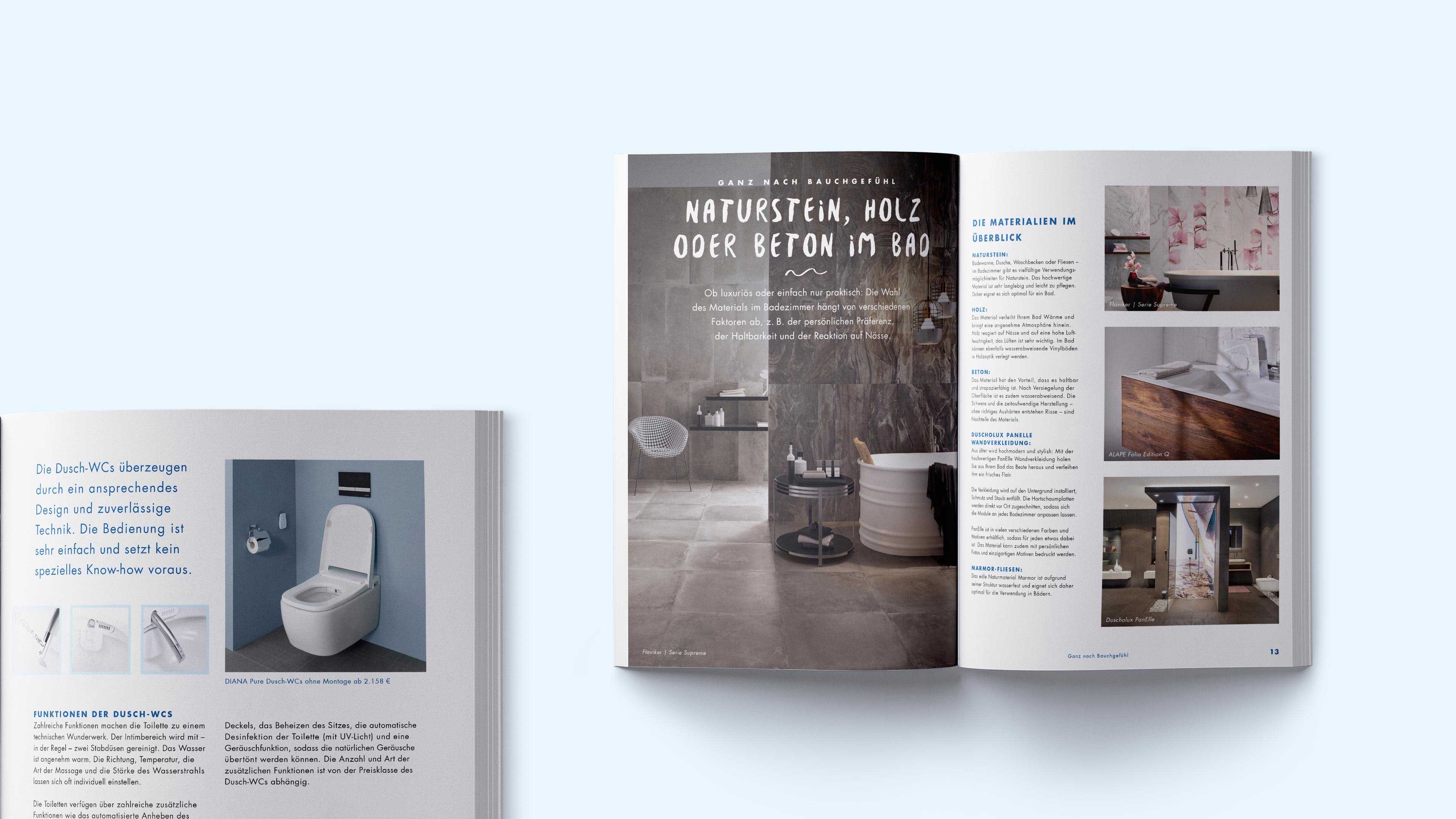 Aufgeklapptes Magazin von Friedrich Lange Über Badmaterialien