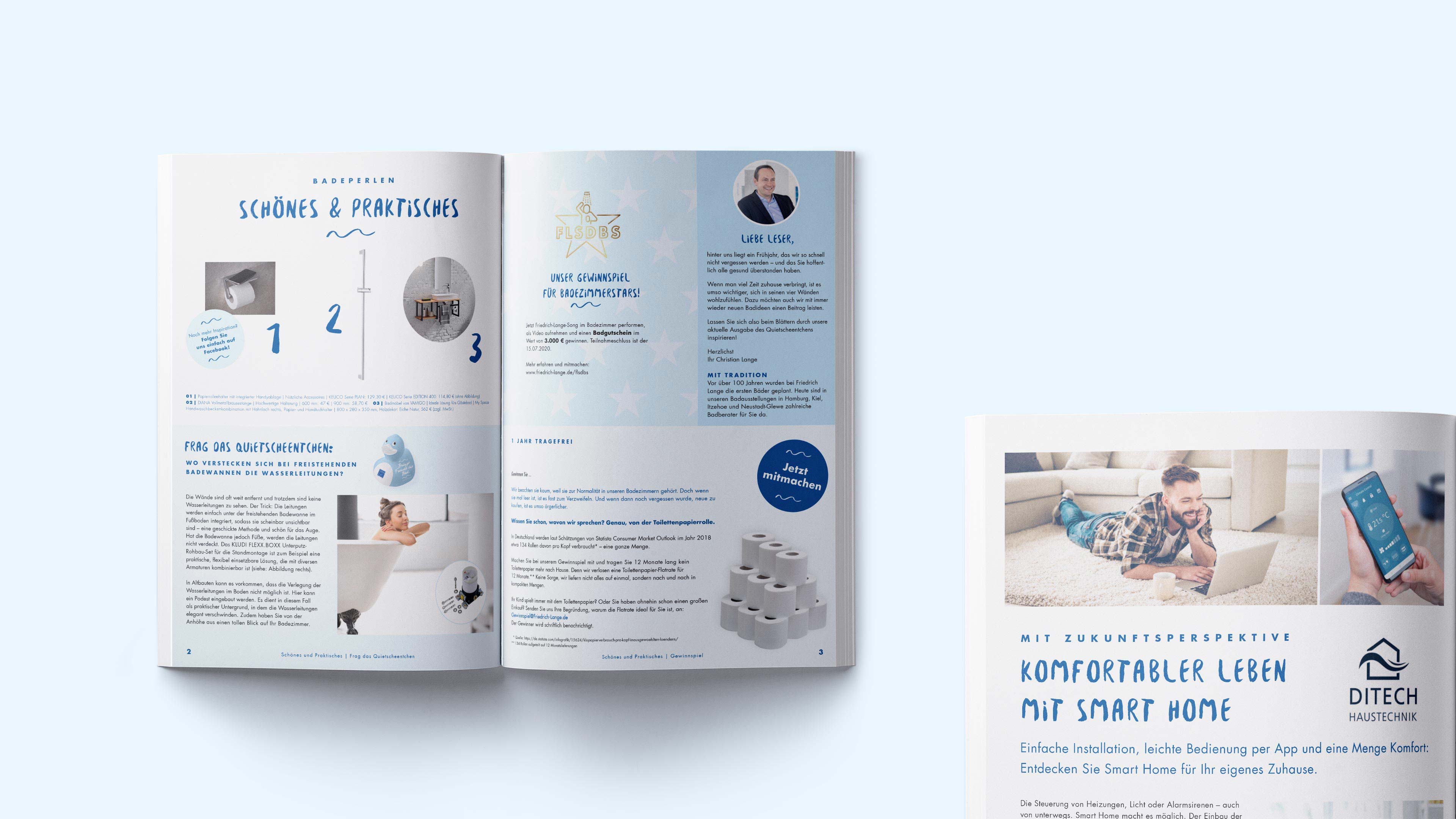 Aufgeklapptes Magazin von Friedrich Lange mit einem Gewinnspiel