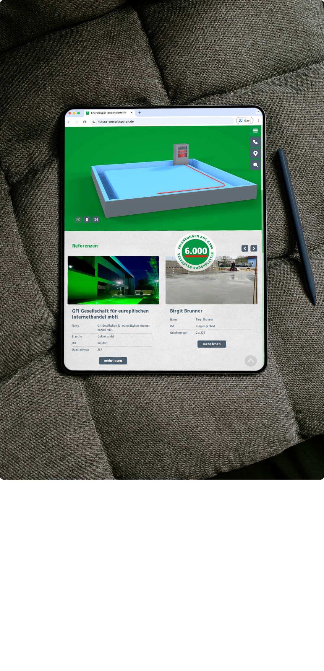 h2_futura_teaser_04.jpg Ein Tablet mit der Futura Webseite