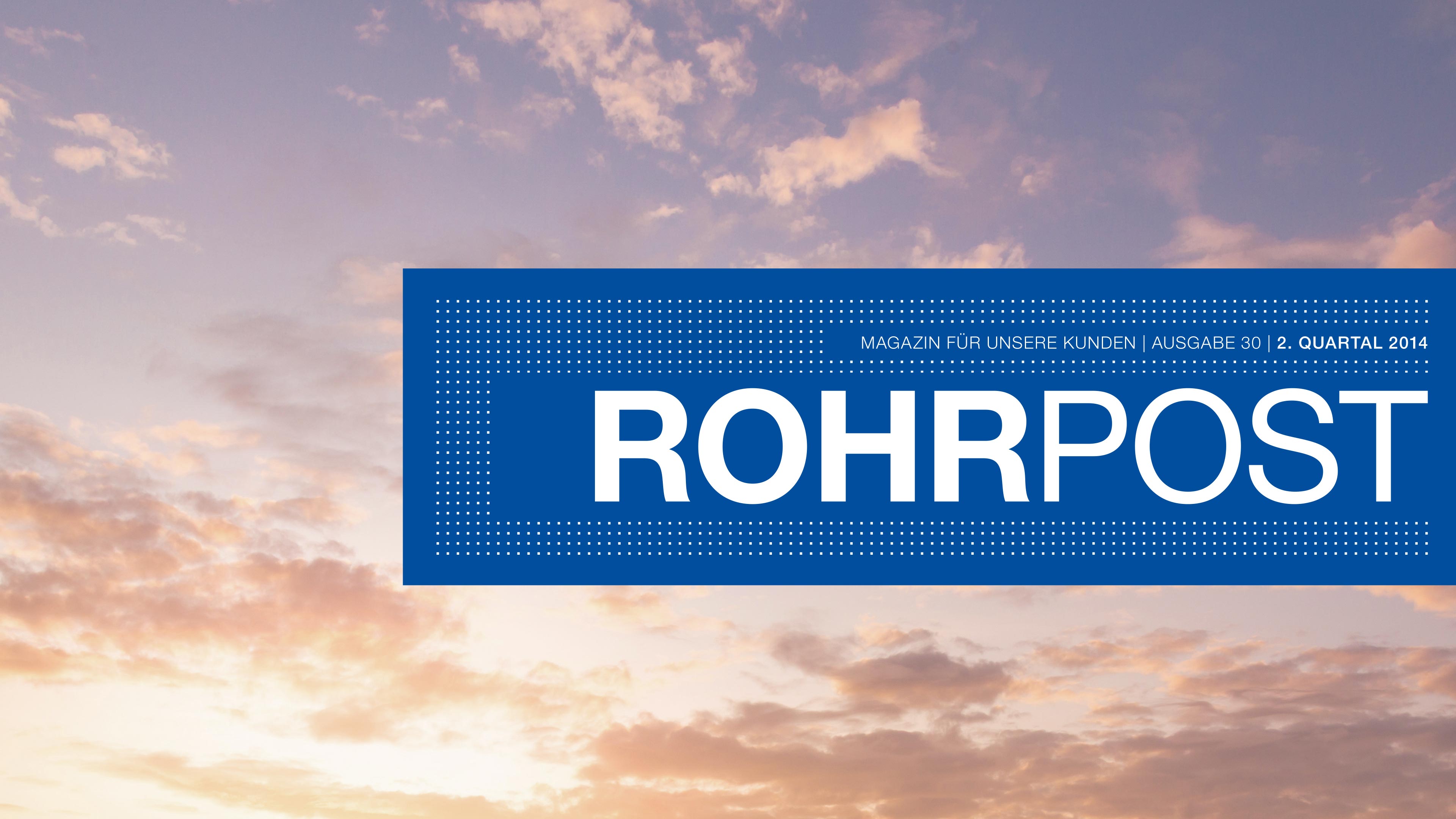 Logo der Rohrpost mit einem Sonnenuntergang im Hintergrund