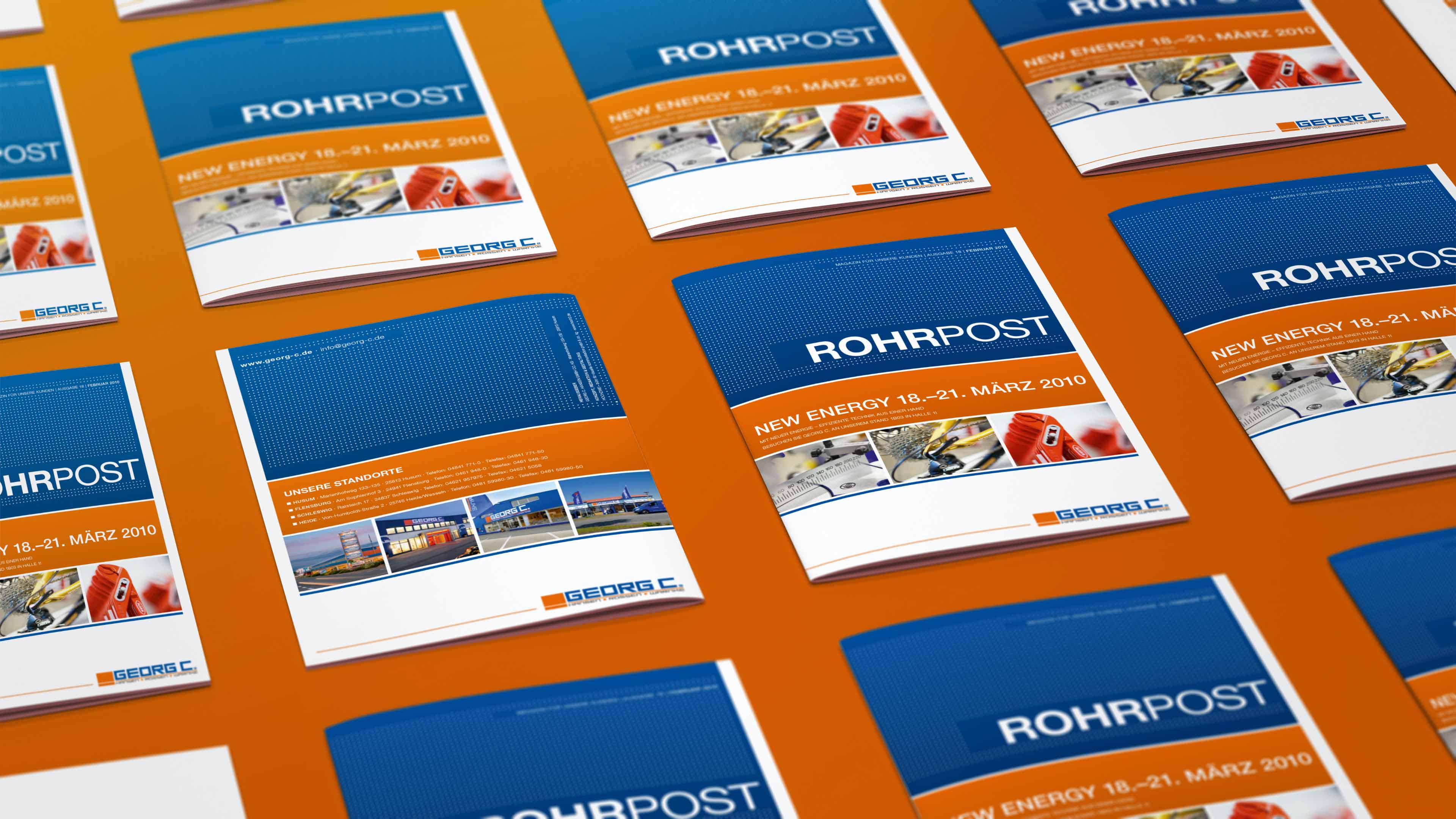Aneinandergereihte Magazine der Rohrpost von Georg C