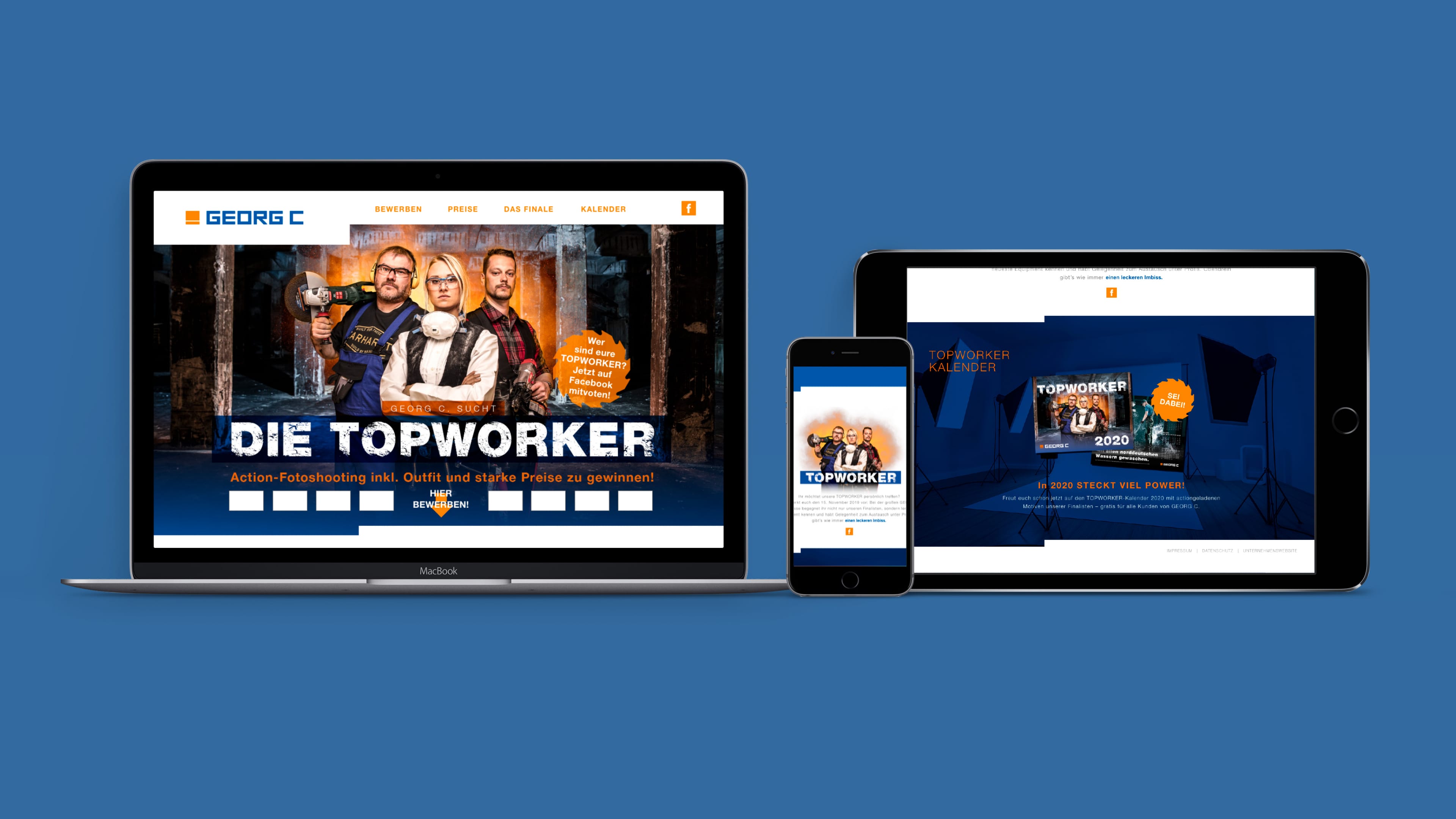 Georg C Homepage in drei digitalen Ansichten