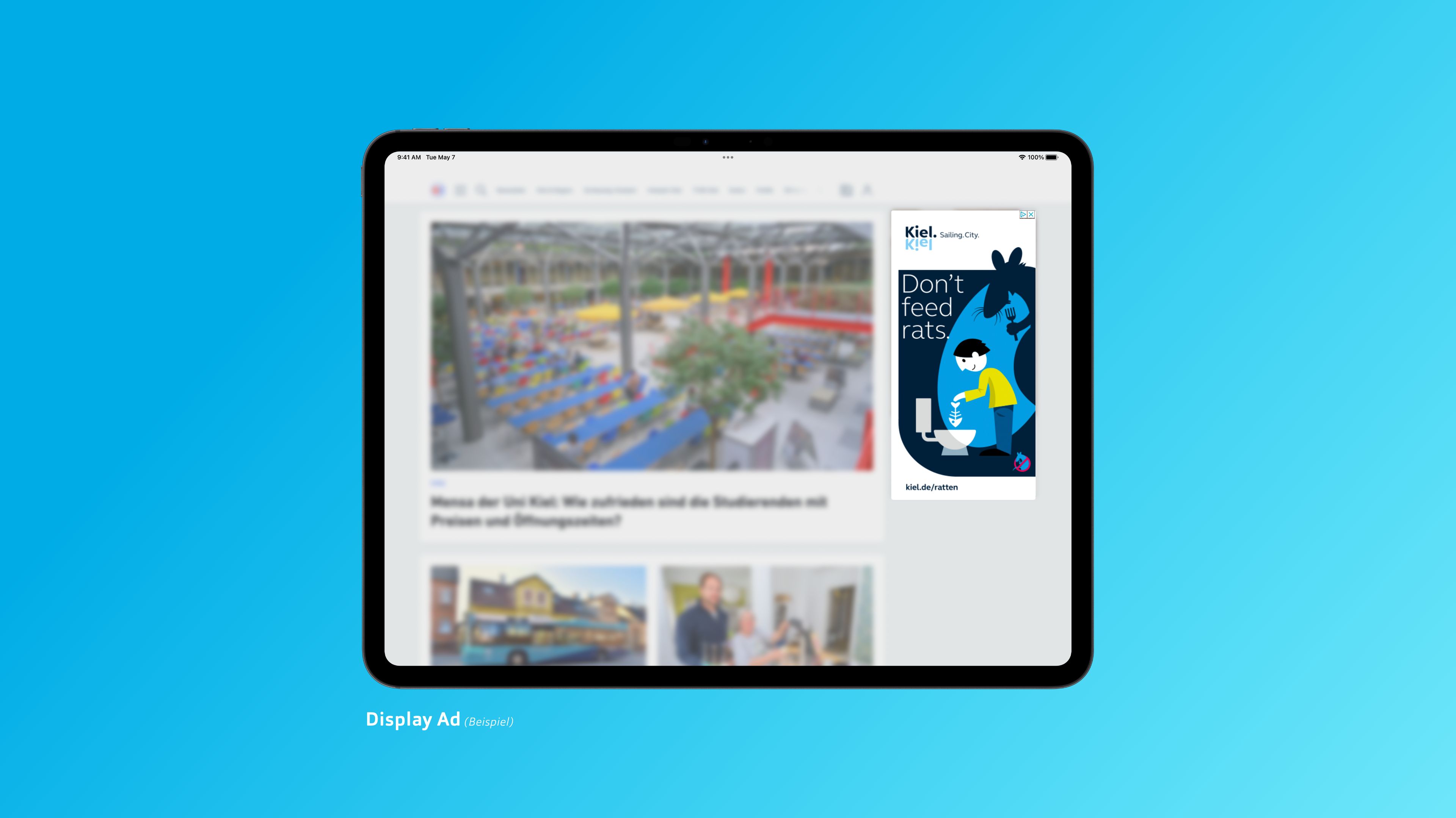 Ein Tablet mit verschiedenen beispielhaften Google Ads