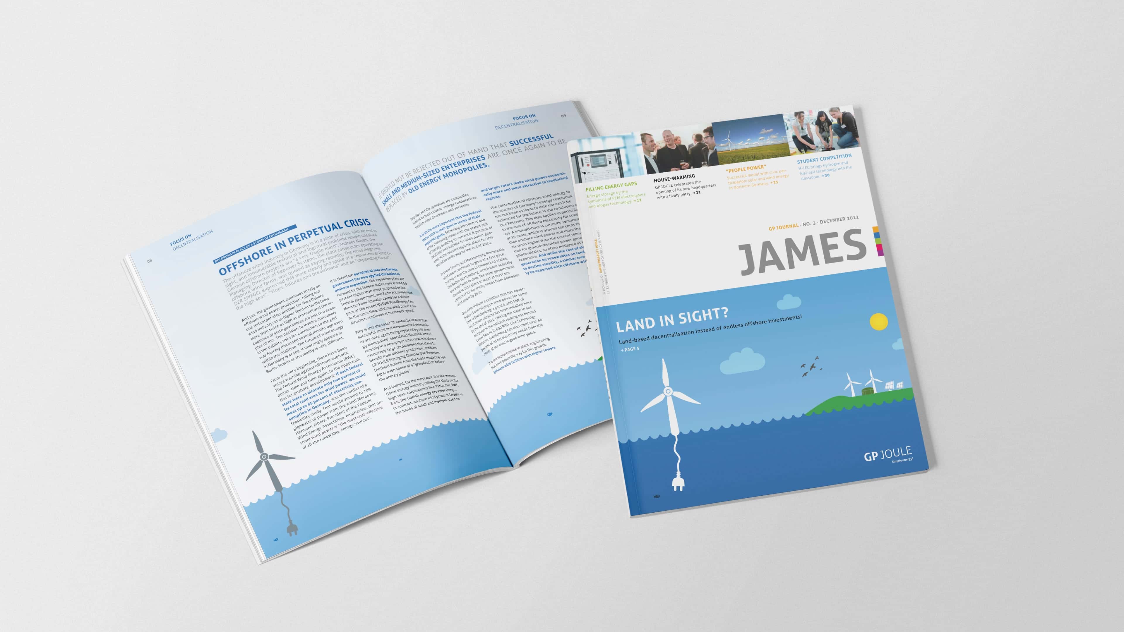 Zwei James Magazine liegen aufgeklappt nebeneinander