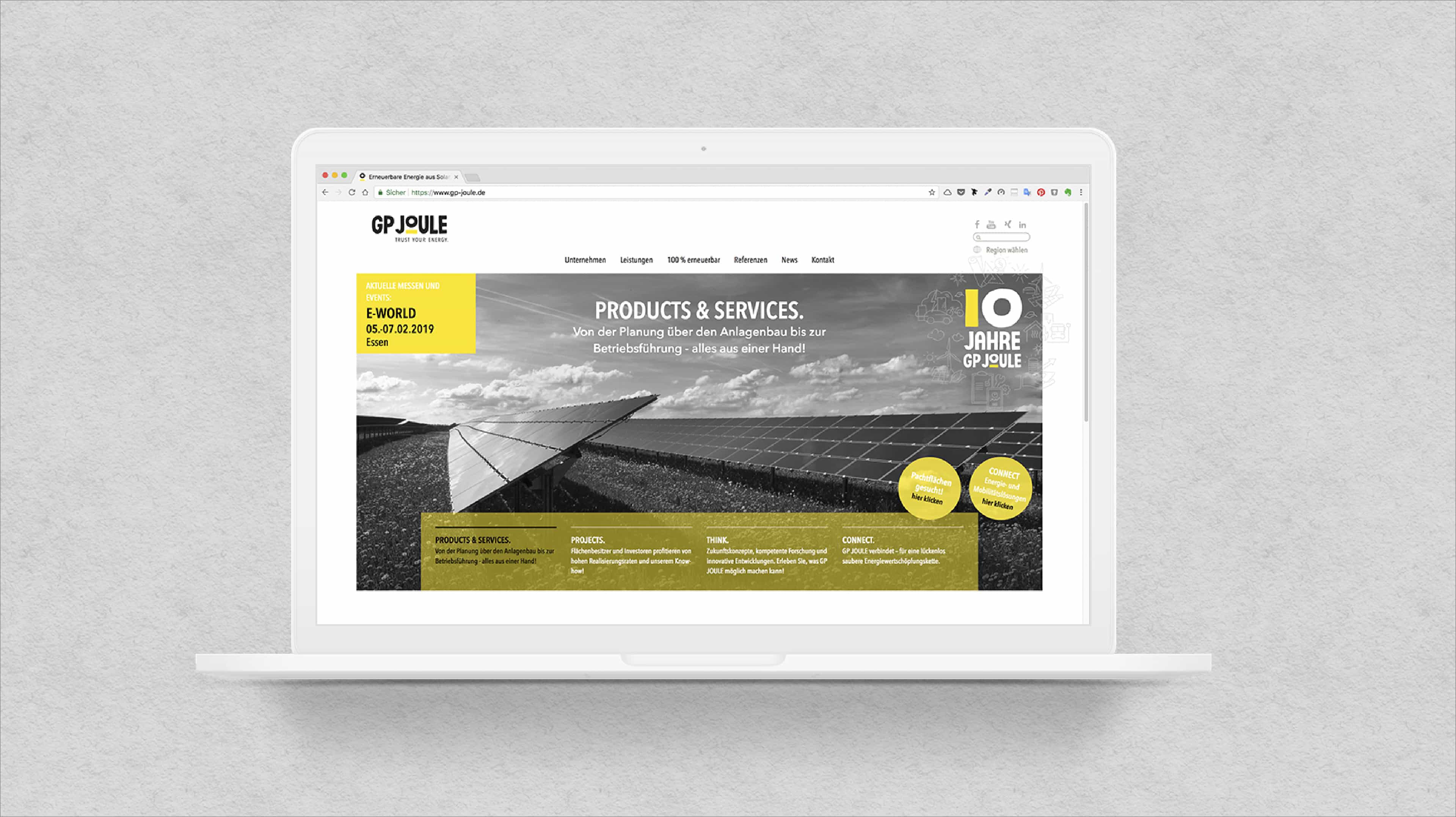 hochzwei_gpjoule_slider_02.jpg Weißer Laptop mit geöffneter GP Joule Homepage