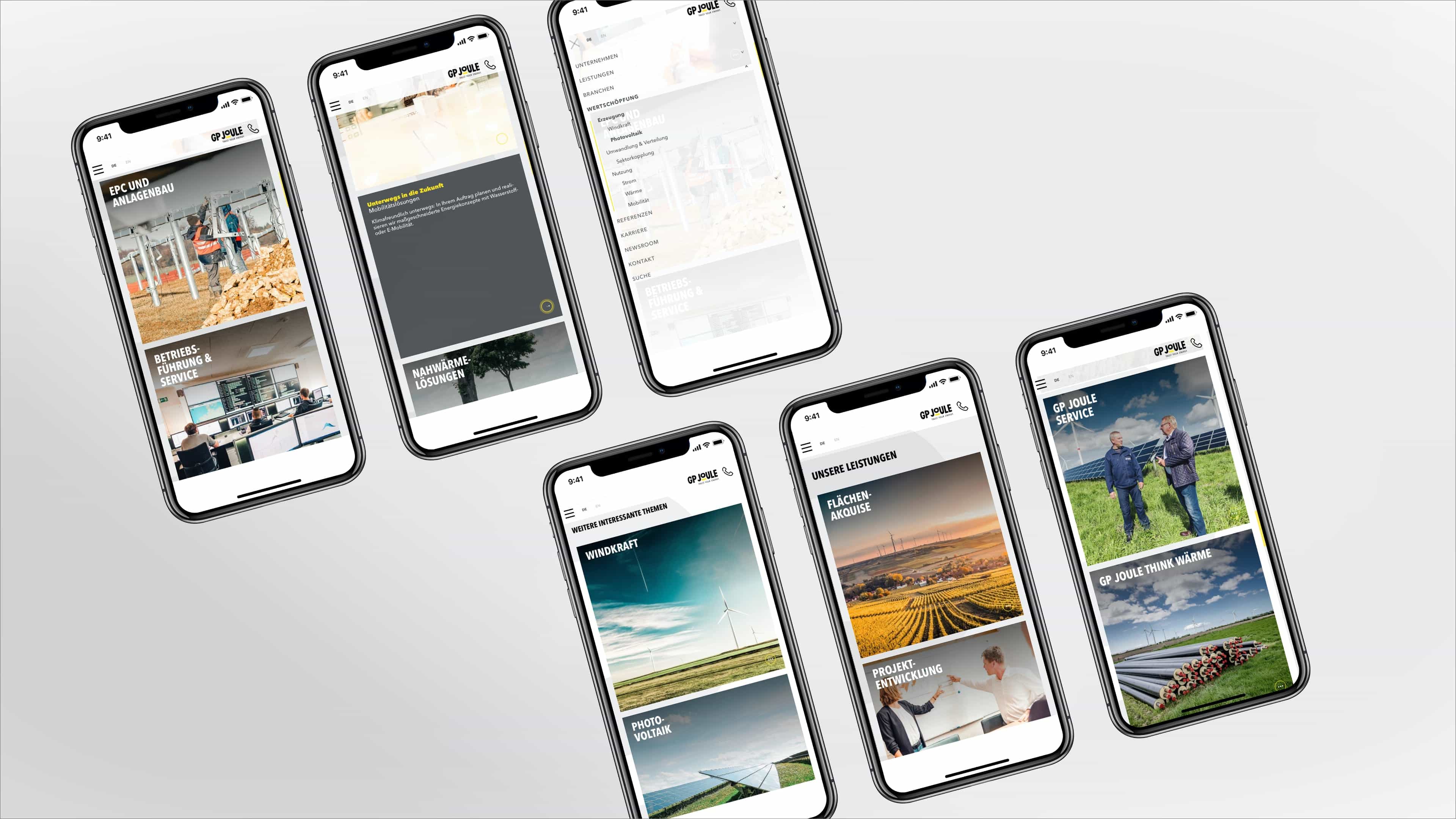hochzwei_gp_slider_04.jpg Sechs Handys mit geöffneter GP Joule Internetseite