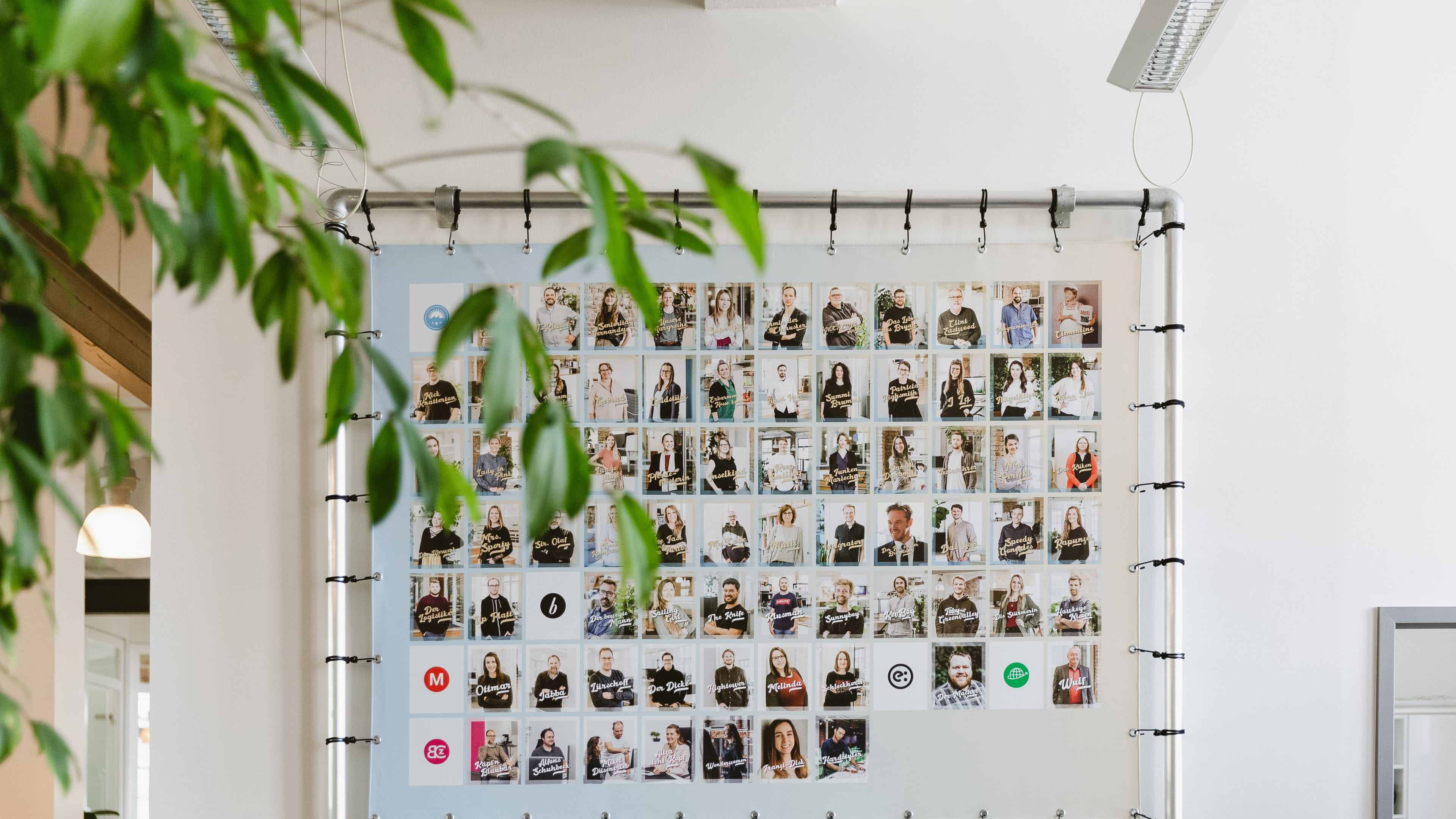 Eine Bildercollage aller Mitarbeiter von der Hochzwei Gruppe