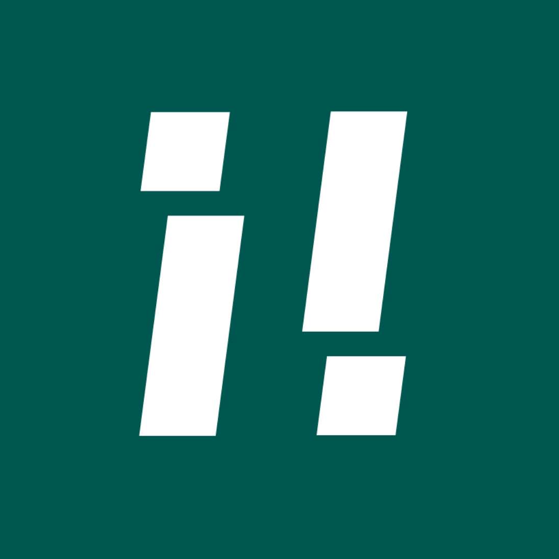 h2_innotec_teaser_5.jpg innotec Design. Dunkelgrüner Hintergrund mit einem weißen kleinen i neben einem Ausrufezeichen.