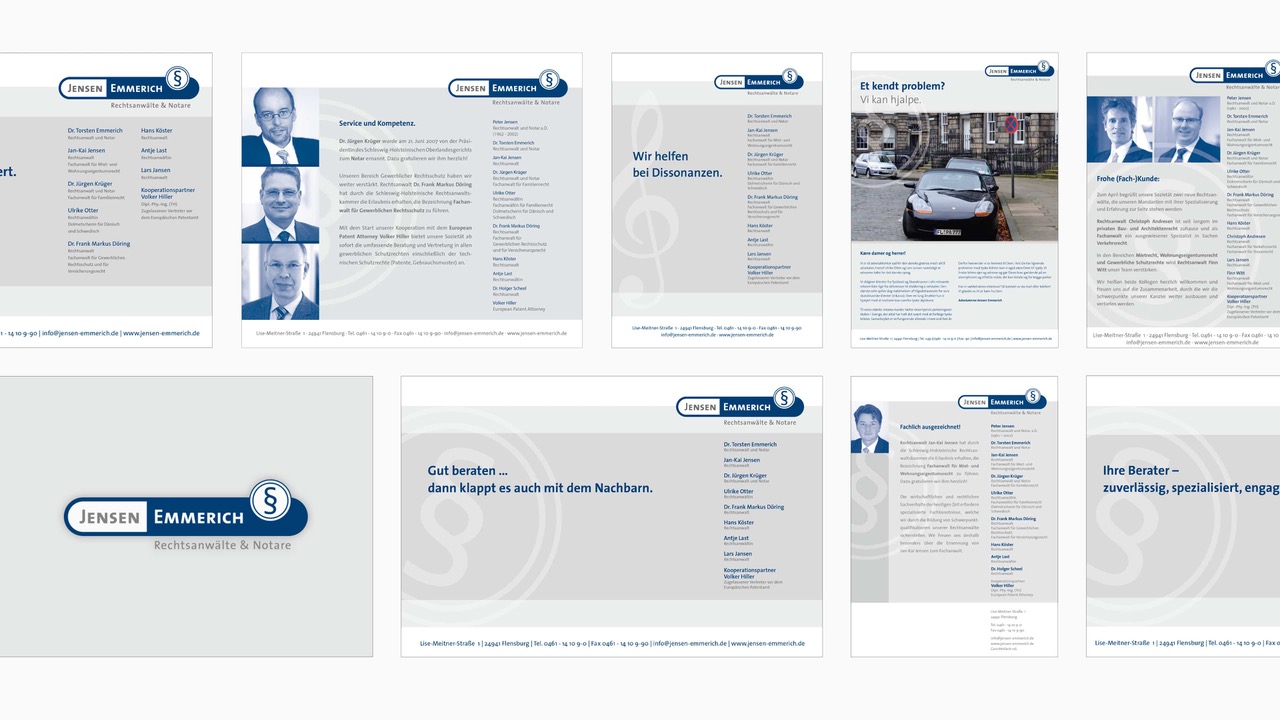 Neun Unterseiten der Jensen Emmerich Homepage